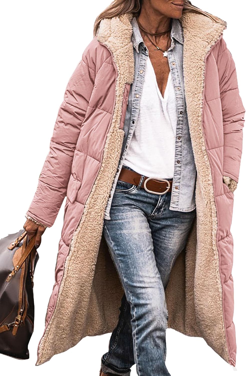 PRETTYGARDEN Women's 2025 Oversized Shearling Fleece Long Winter Coat Jacket