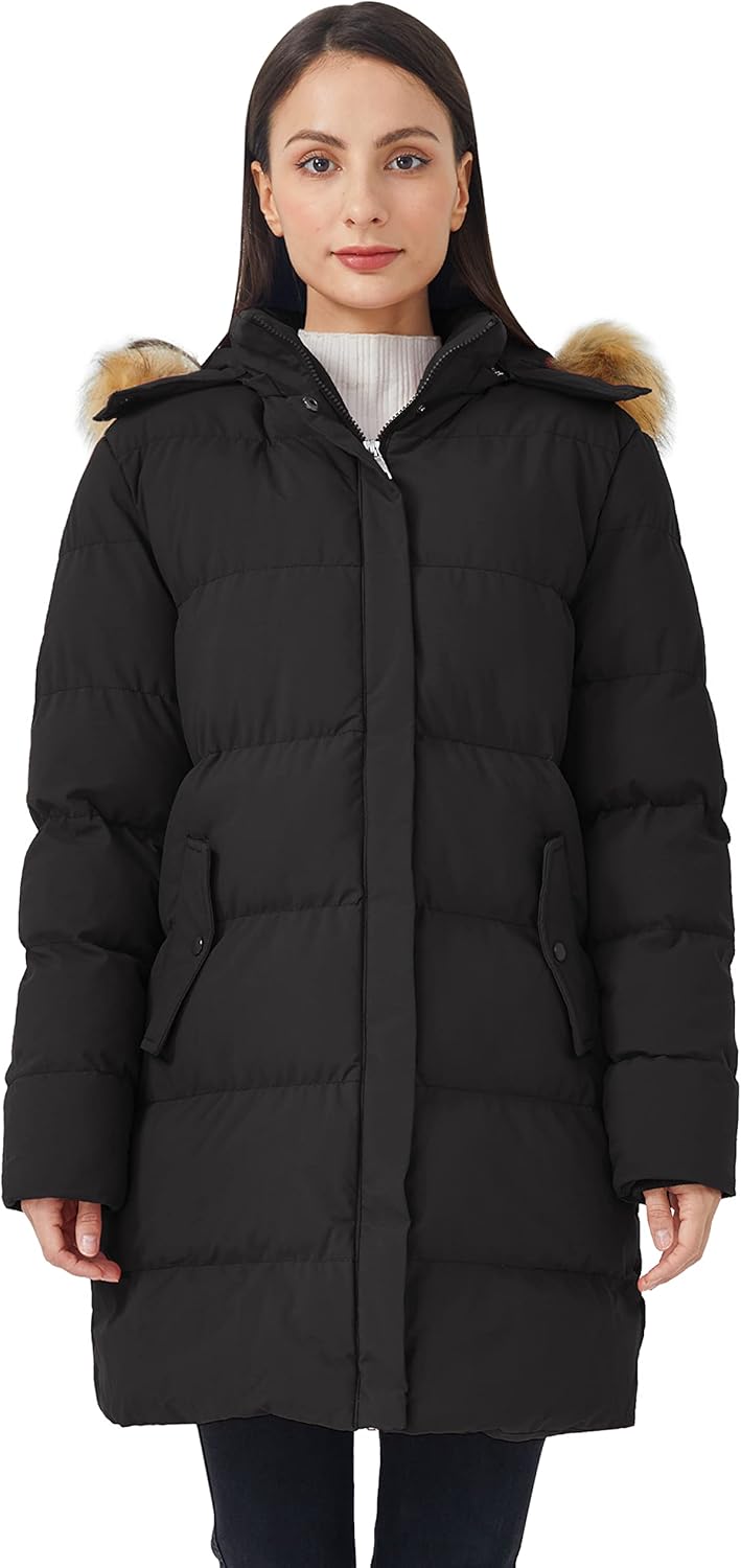 WenVen Women's Thicker Winter Puffer Coat Warm Jacket with Removable Faux Fur Hood