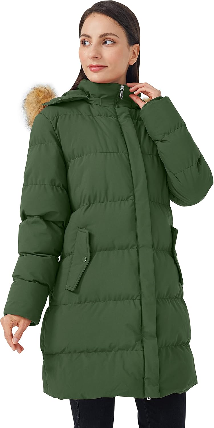 WenVen Women's Thicker Winter Puffer Coat Warm Jacket with Removable Faux Fur Hood