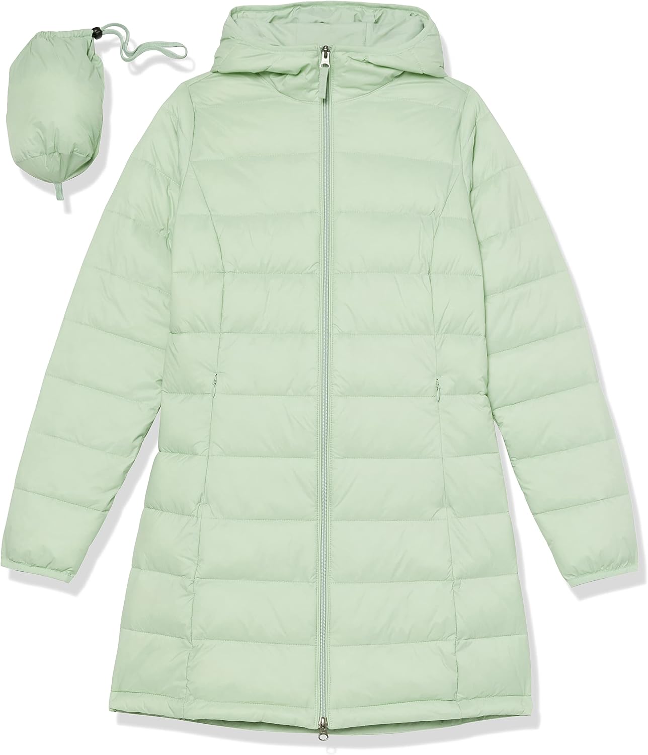 Essentials Women’s Lightweight Packable Hooded Puffer Coat – Water-Resistant, Plus Sizes Available