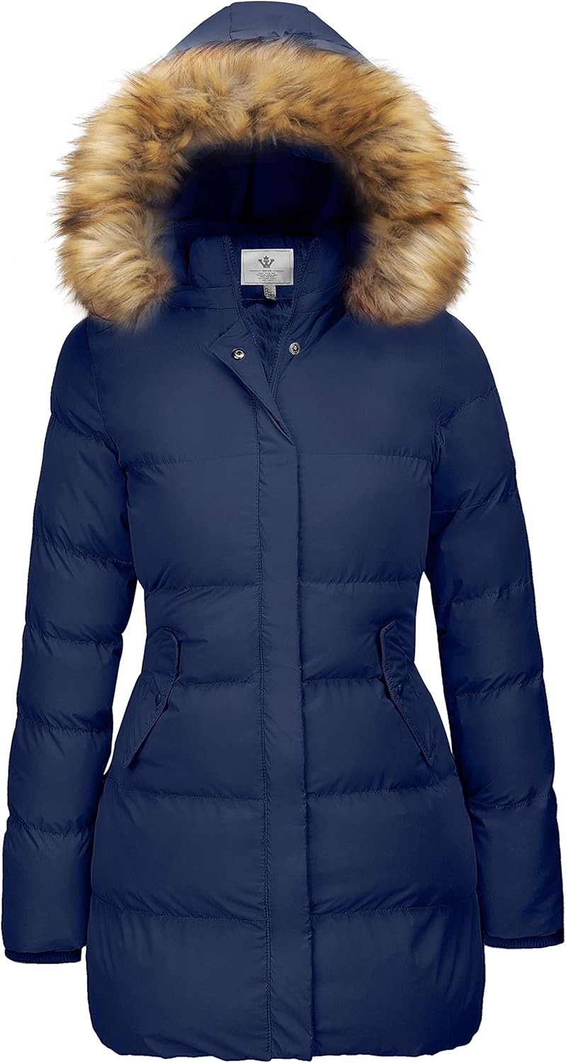 WenVen Women's Thicker Winter Puffer Coat Warm Jacket with Removable Faux Fur Hood