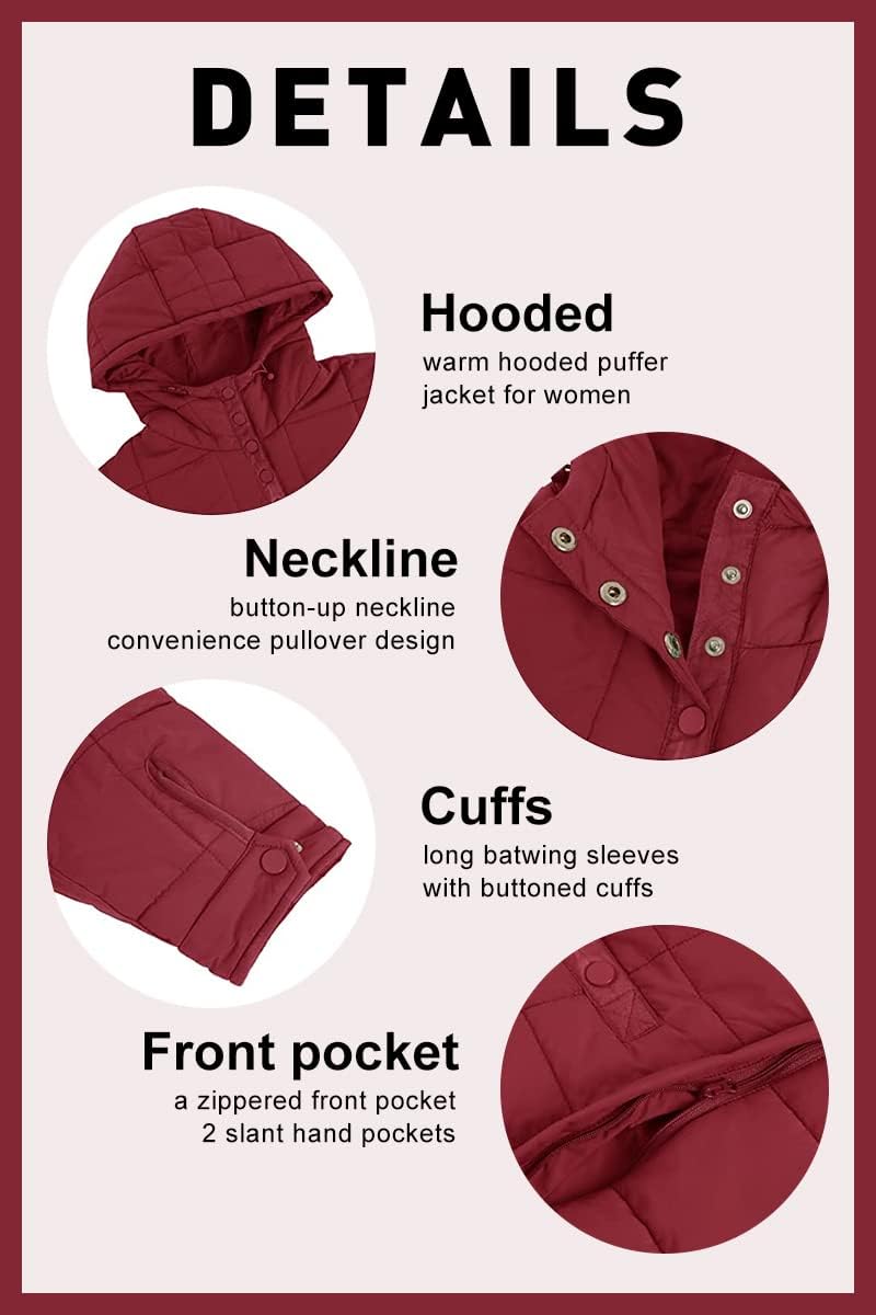 Chouyatou Women's Hooded Quilted Pullover Puffer Jacket Oversized Packable Winter Coat