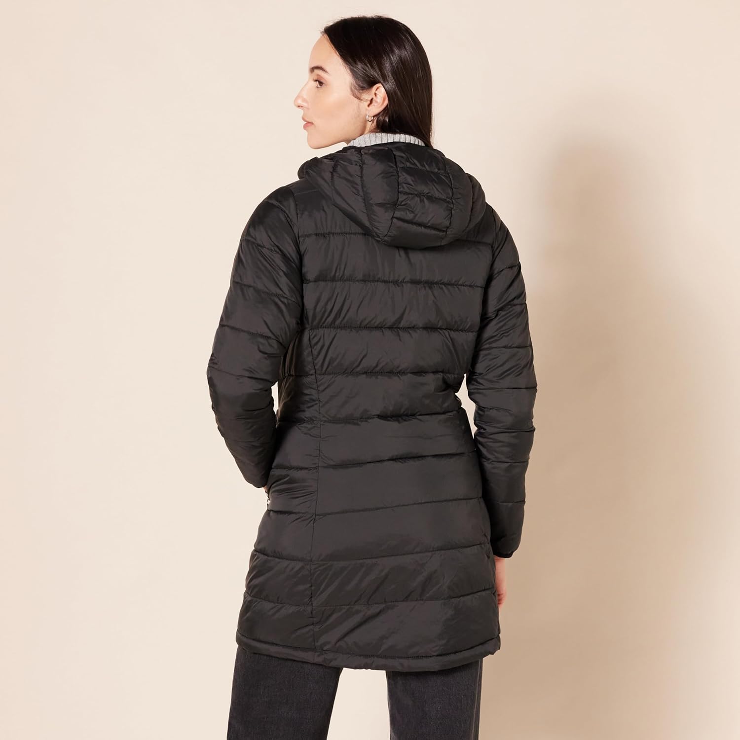 Essentials Women’s Lightweight Packable Hooded Puffer Coat – Water-Resistant, Plus Sizes Available