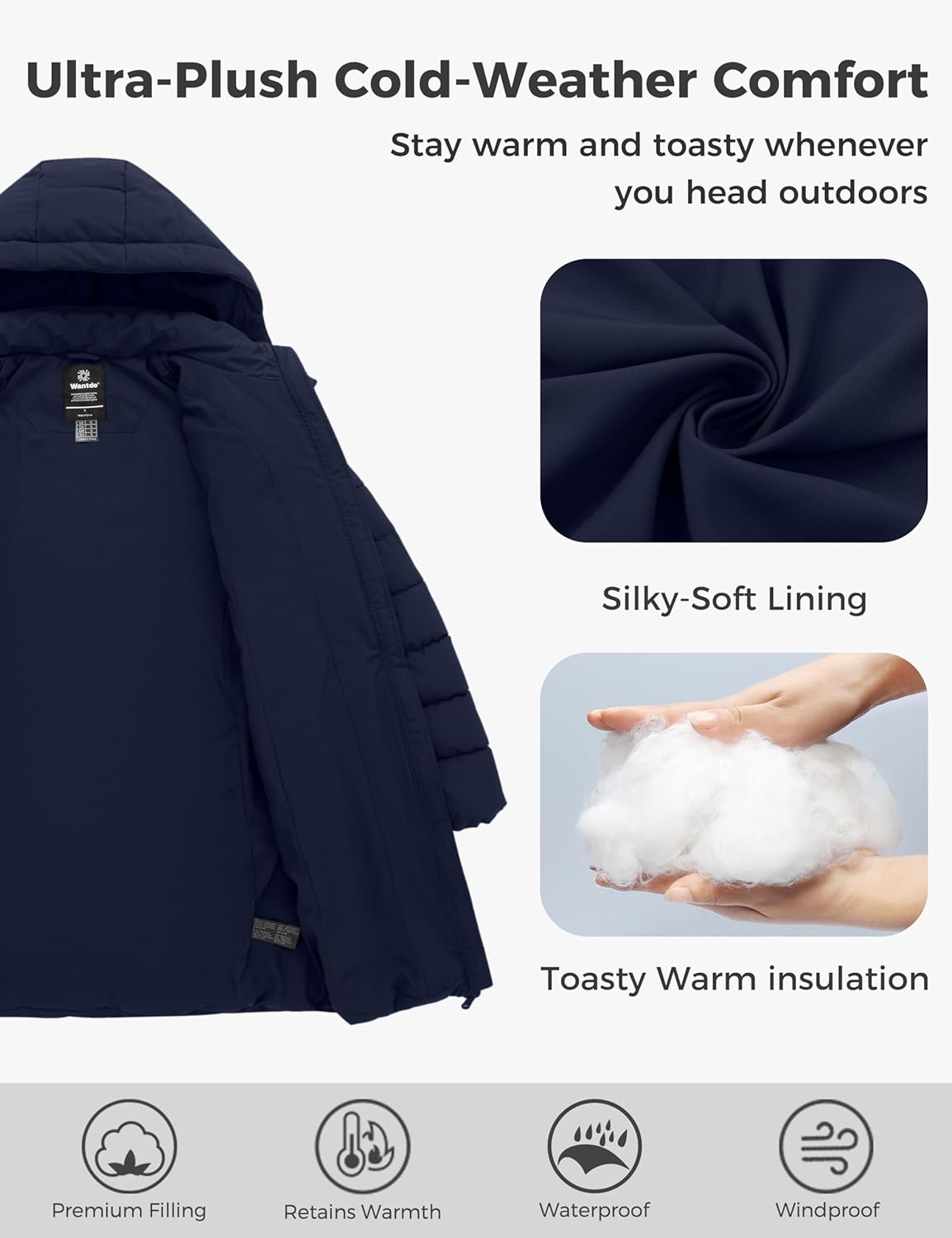 wantdo Women's Long Quilted Puffer Jacket Warm Padded Winter Coat – Plus Sizes Available