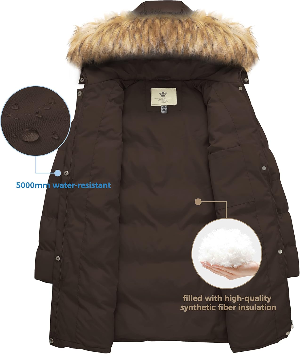 WenVen Women's Thicker Winter Puffer Coat Warm Jacket with Removable Faux Fur Hood