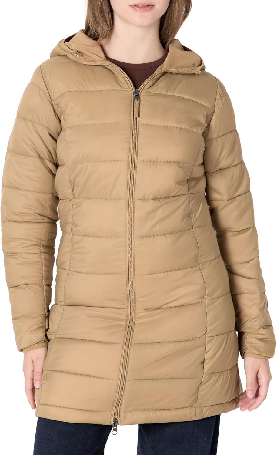 Essentials Women’s Lightweight Packable Hooded Puffer Coat – Water-Resistant, Plus Sizes Available
