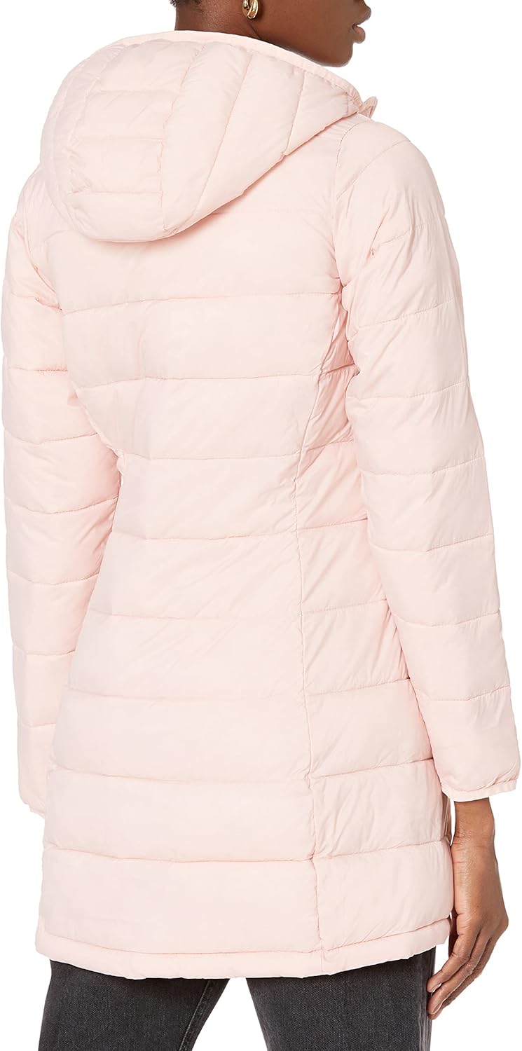Essentials Women’s Lightweight Packable Hooded Puffer Coat – Water-Resistant, Plus Sizes Available