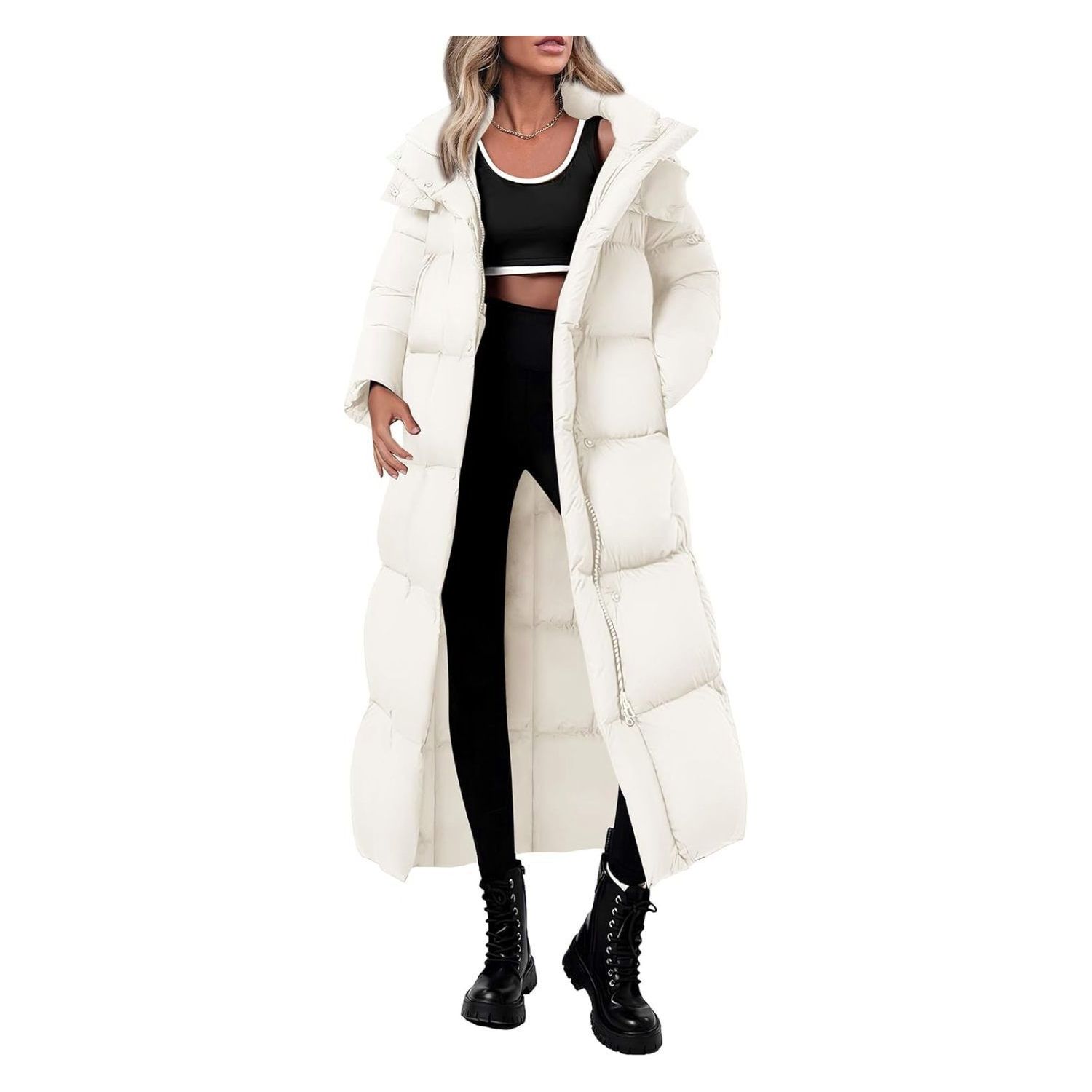 PRETTYGARDEN Women's Hooded Long Winter Puffer Coat Zip-Up Thickened Down Jacket Casual Warm Outerwear