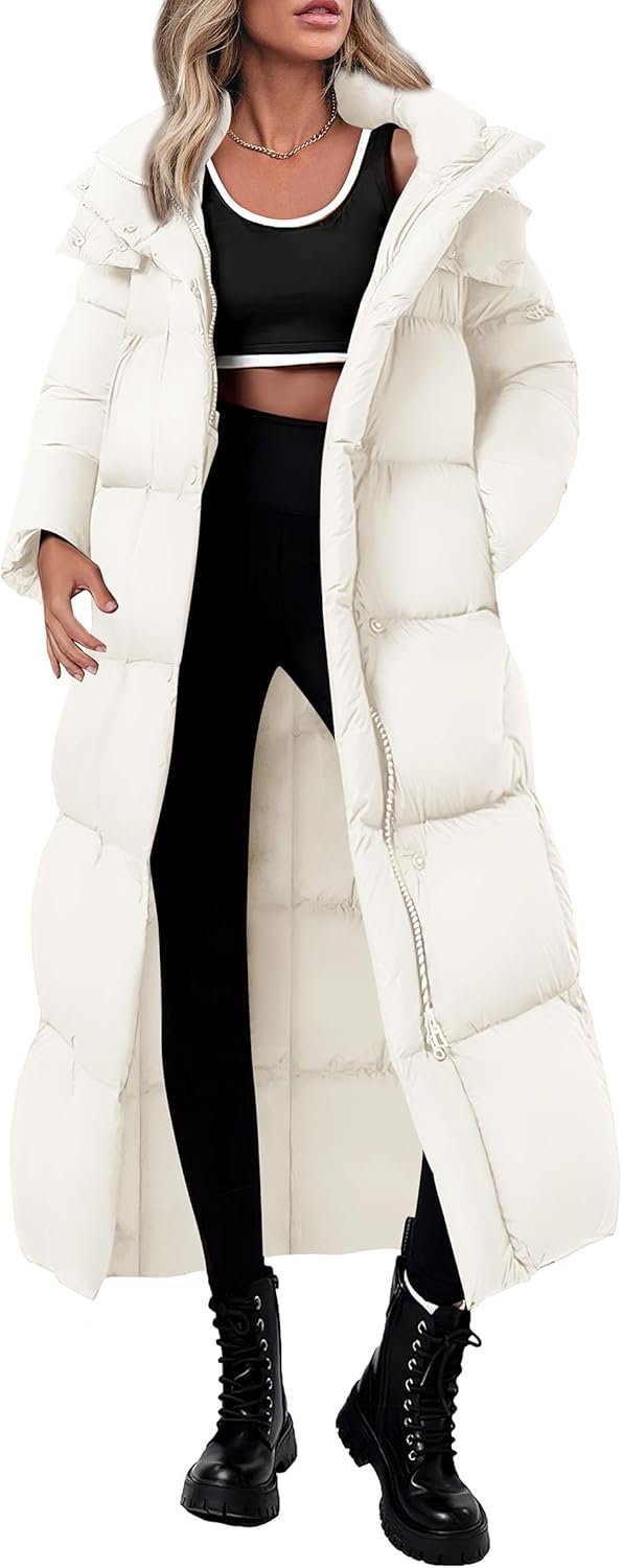 PRETTYGARDEN Women's Hooded Long Winter Puffer Coat Zip-Up Thickened Down Jacket Casual Warm Outerwear