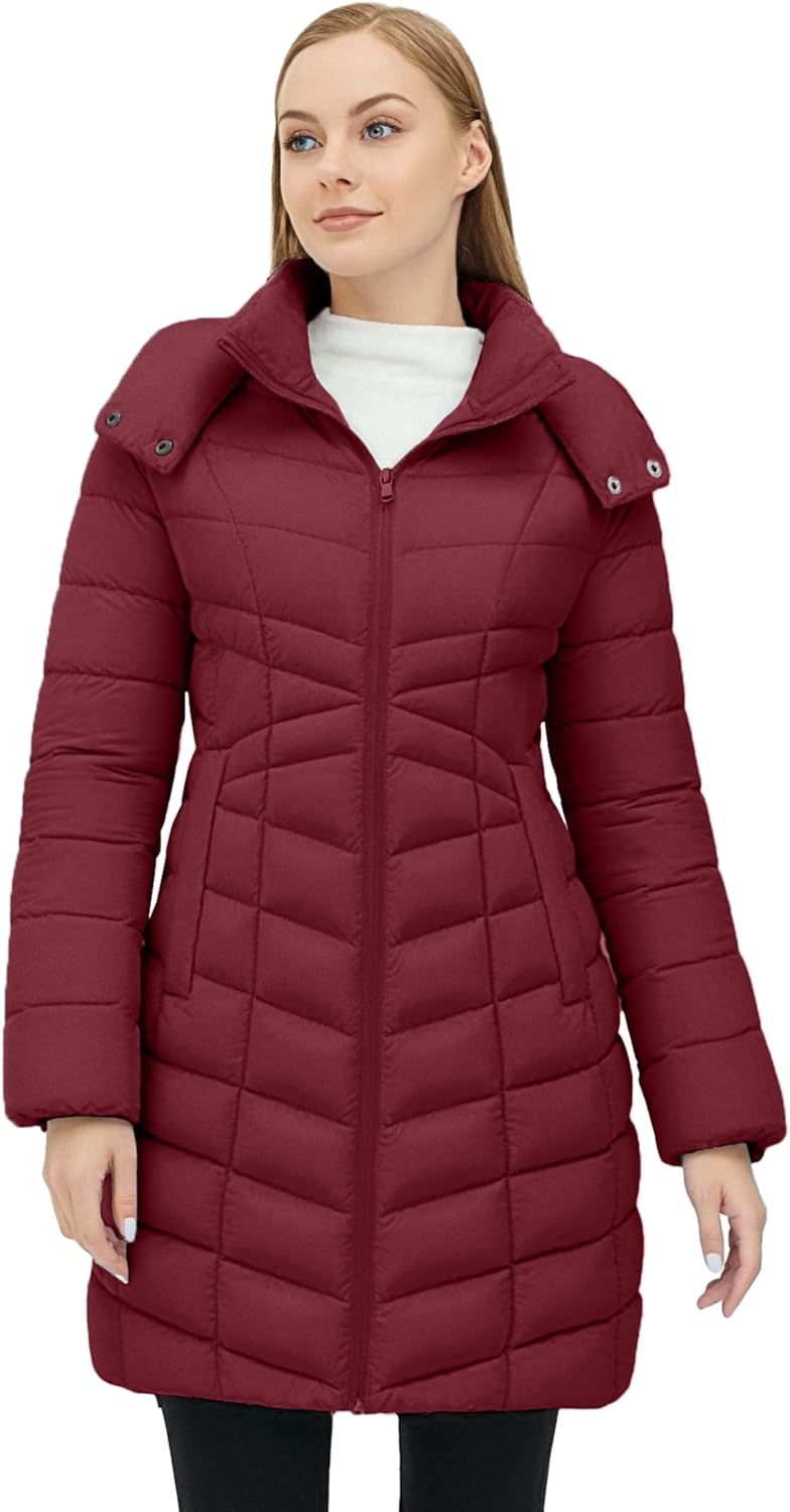 wantdo Women's Long Quilted Puffer Jacket Warm Padded Winter Coat – Plus Sizes Available