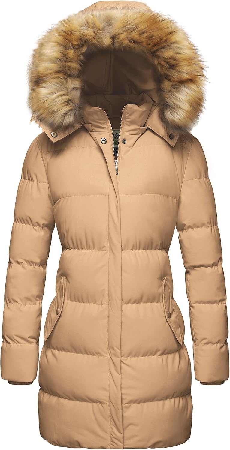 WenVen Women's Thicker Winter Puffer Coat Warm Jacket with Removable Faux Fur Hood