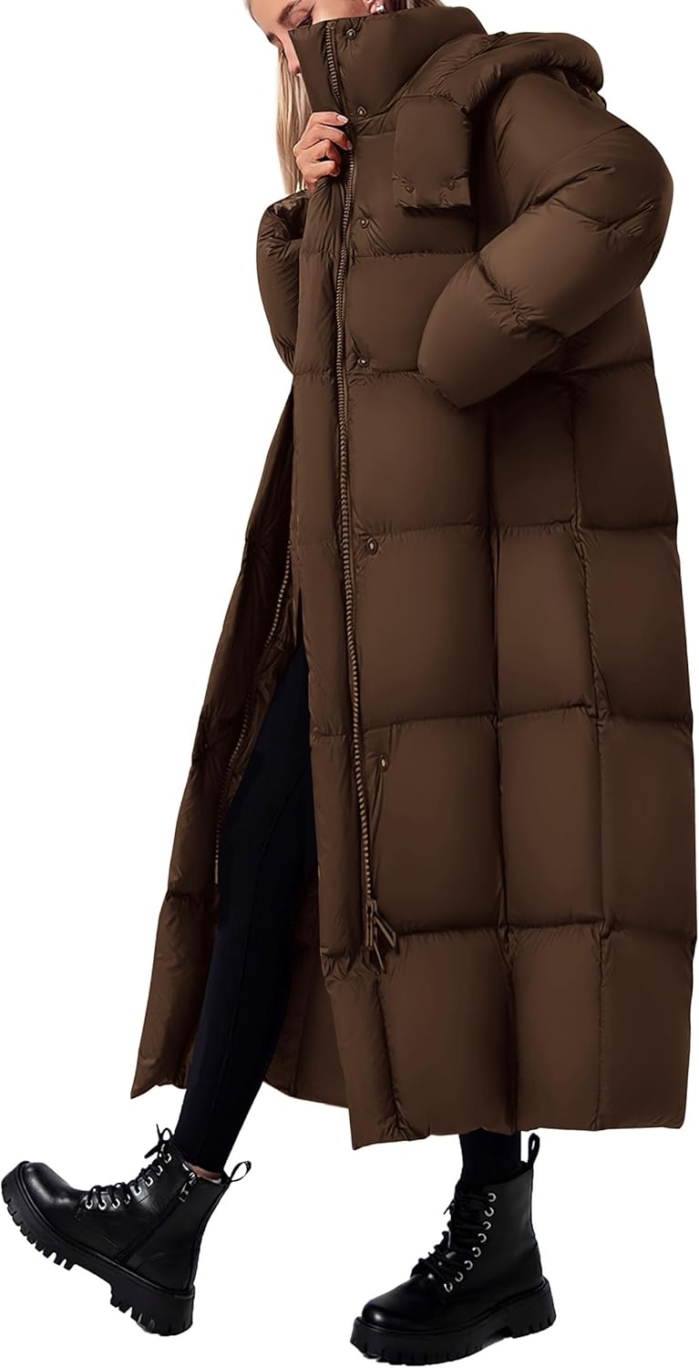 PRETTYGARDEN Women's Hooded Long Winter Puffer Coat Zip-Up Thickened Down Jacket Casual Warm Outerwear