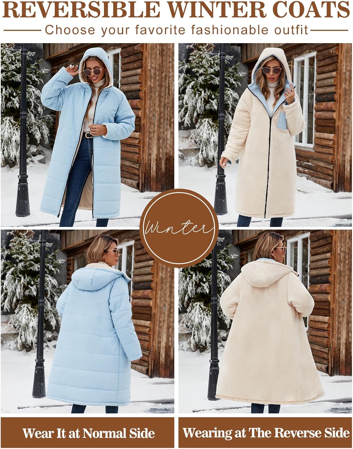 Yusongirl Women's Long Winter Puffer Coat Sherpa Fleece Lined Hooded Down Jacket Oversized Warm Parka