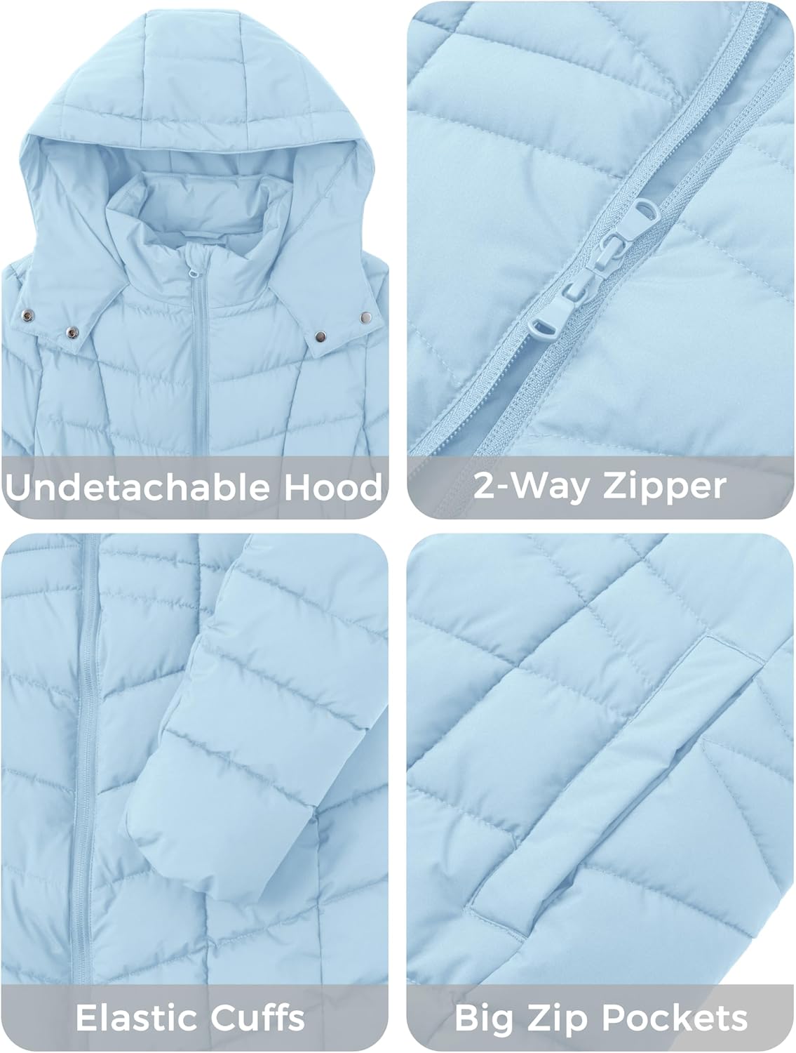 wantdo Women's Long Quilted Puffer Jacket Warm Padded Winter Coat – Plus Sizes Available
