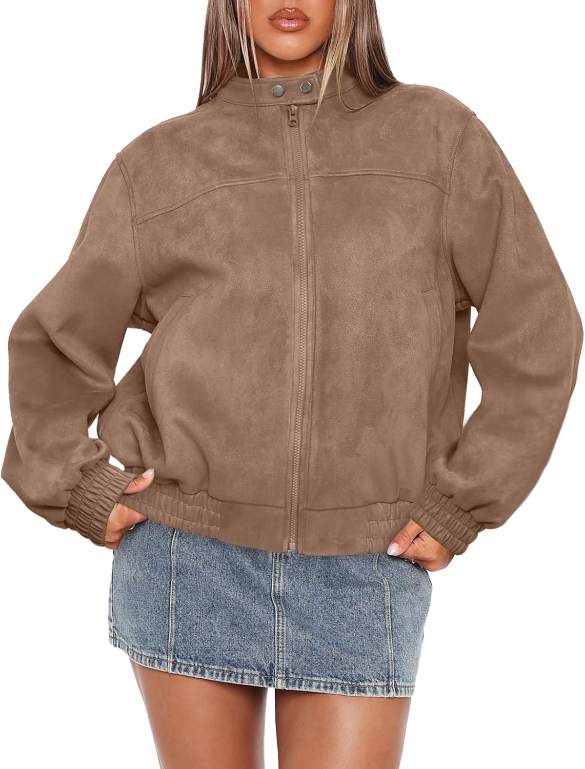 Sampeel Women’s Faux Leather Jacket – Oversized Motorcycle Bomber Coat for Fall 2025 Fashion and Winter Wear