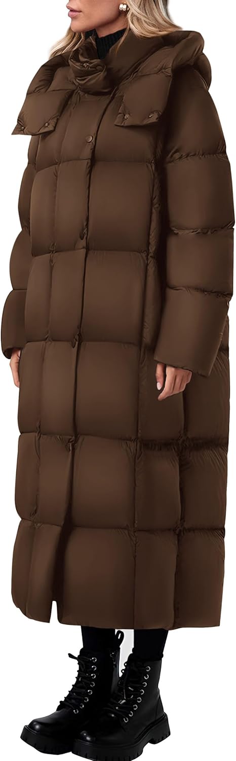PRETTYGARDEN Women's Hooded Long Winter Puffer Coat Zip-Up Thickened Down Jacket Casual Warm Outerwear