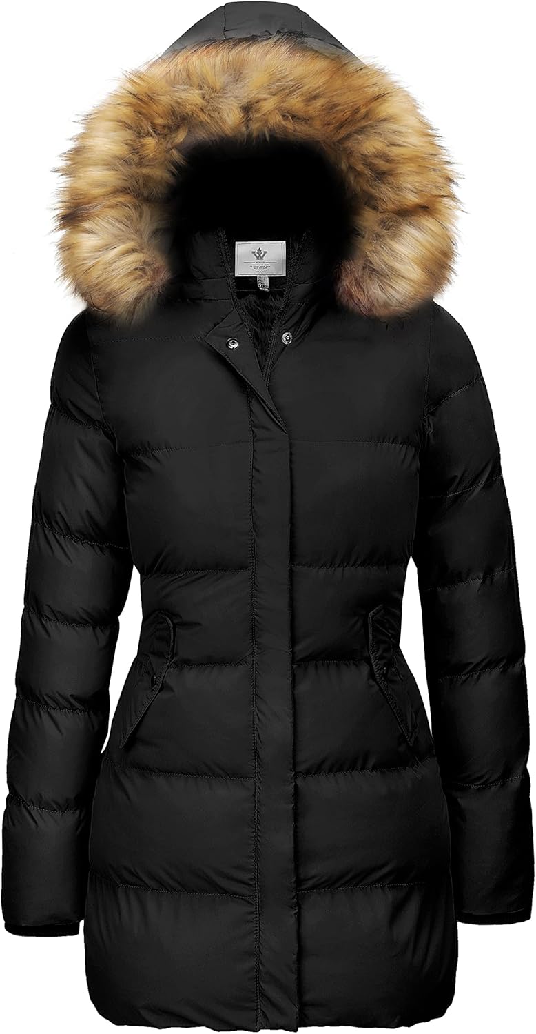 WenVen Women's Thicker Winter Puffer Coat Warm Jacket with Removable Faux Fur Hood