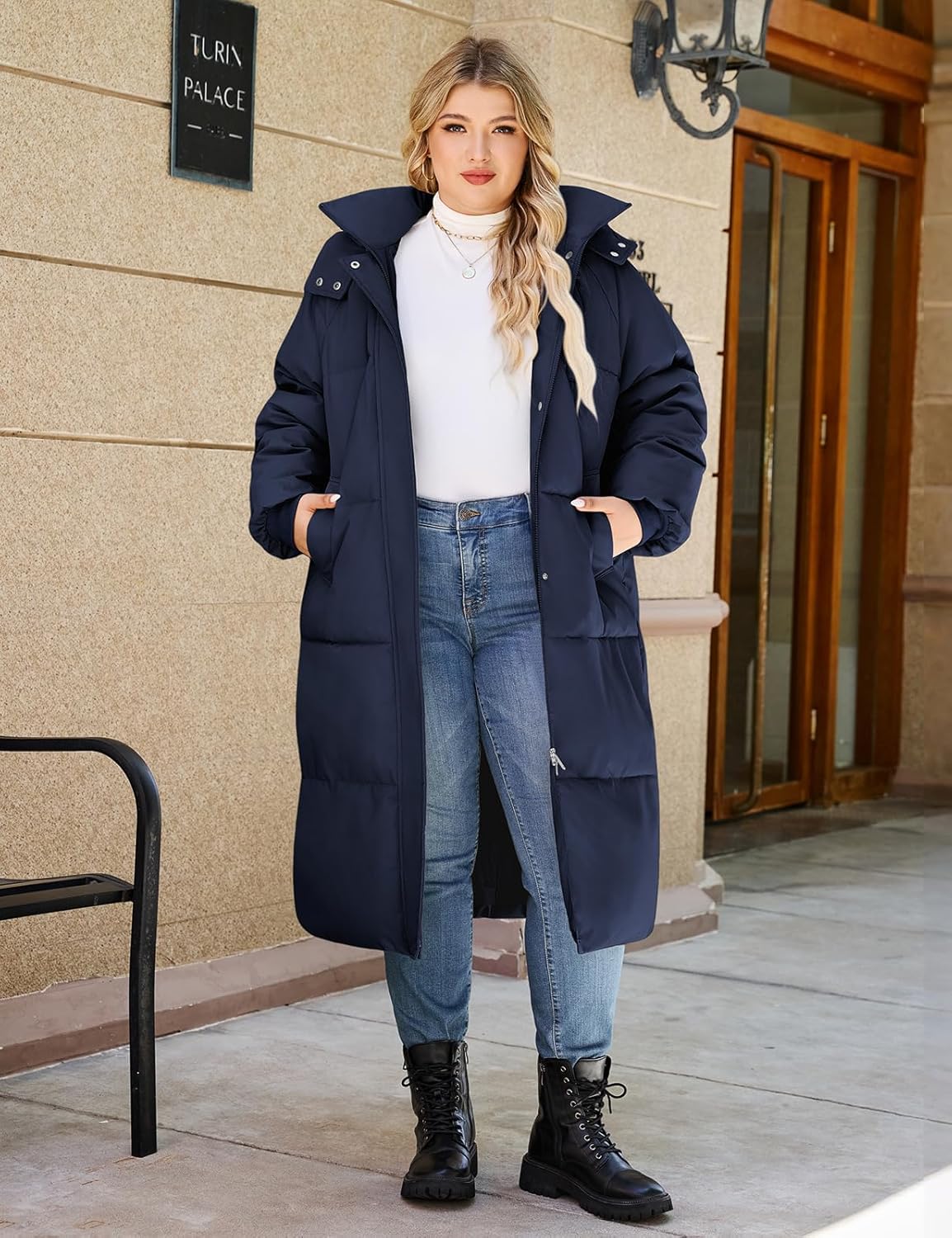 Women's Plus-Size Hooded Long Winter Puffer Coat Quilted Water-Resistant Warm Parka Outerwear 2025