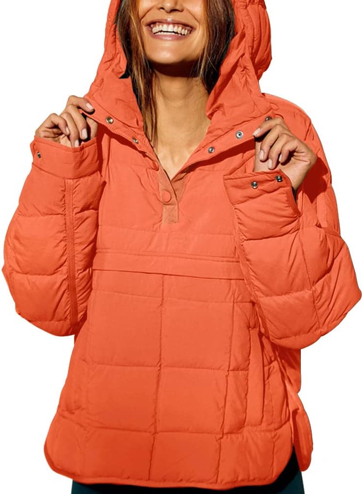 Chouyatou Women's Hooded Quilted Pullover Puffer Jacket Oversized Packable Winter Coat