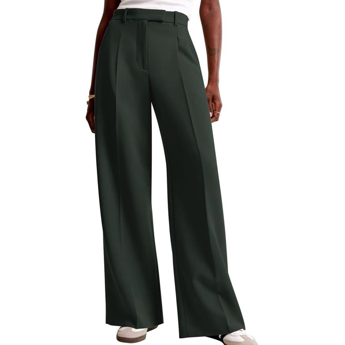 NIMIN Women’s High-Waisted Wide-Leg Trousers Business Casual Office Pants Dressy Palazzo Style with Functional Pockets