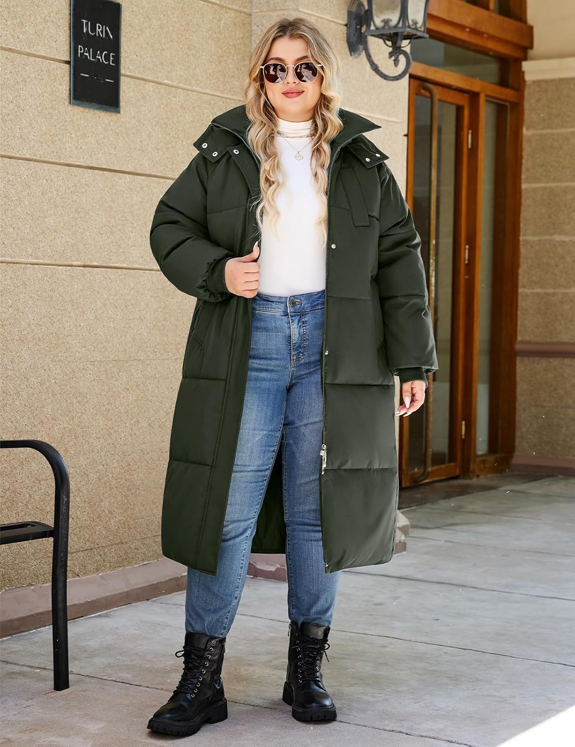 Women's Plus-Size Hooded Long Winter Puffer Coat Quilted Water-Resistant Warm Parka Outerwear 2025