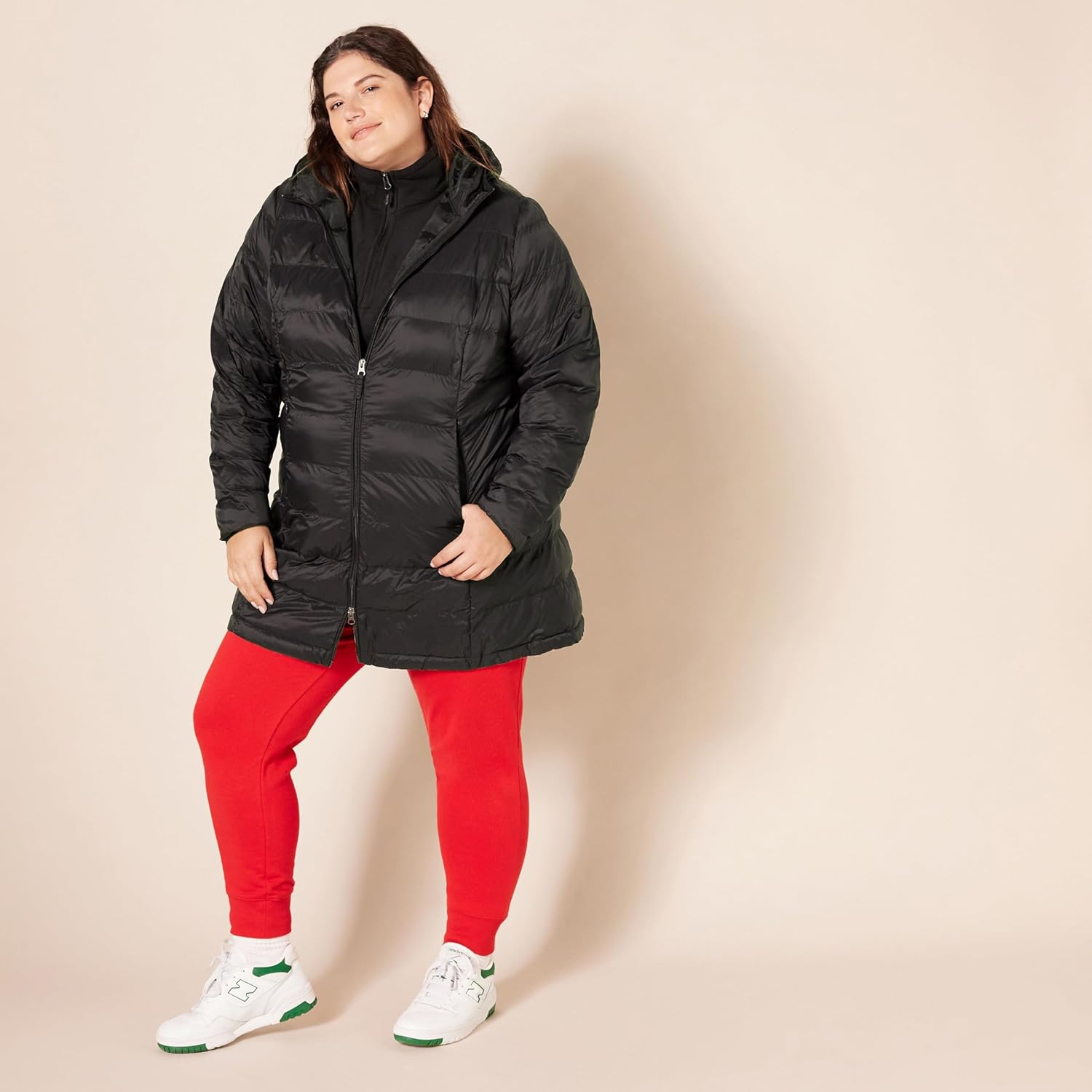 Essentials Women’s Lightweight Packable Hooded Puffer Coat – Water-Resistant, Plus Sizes Available