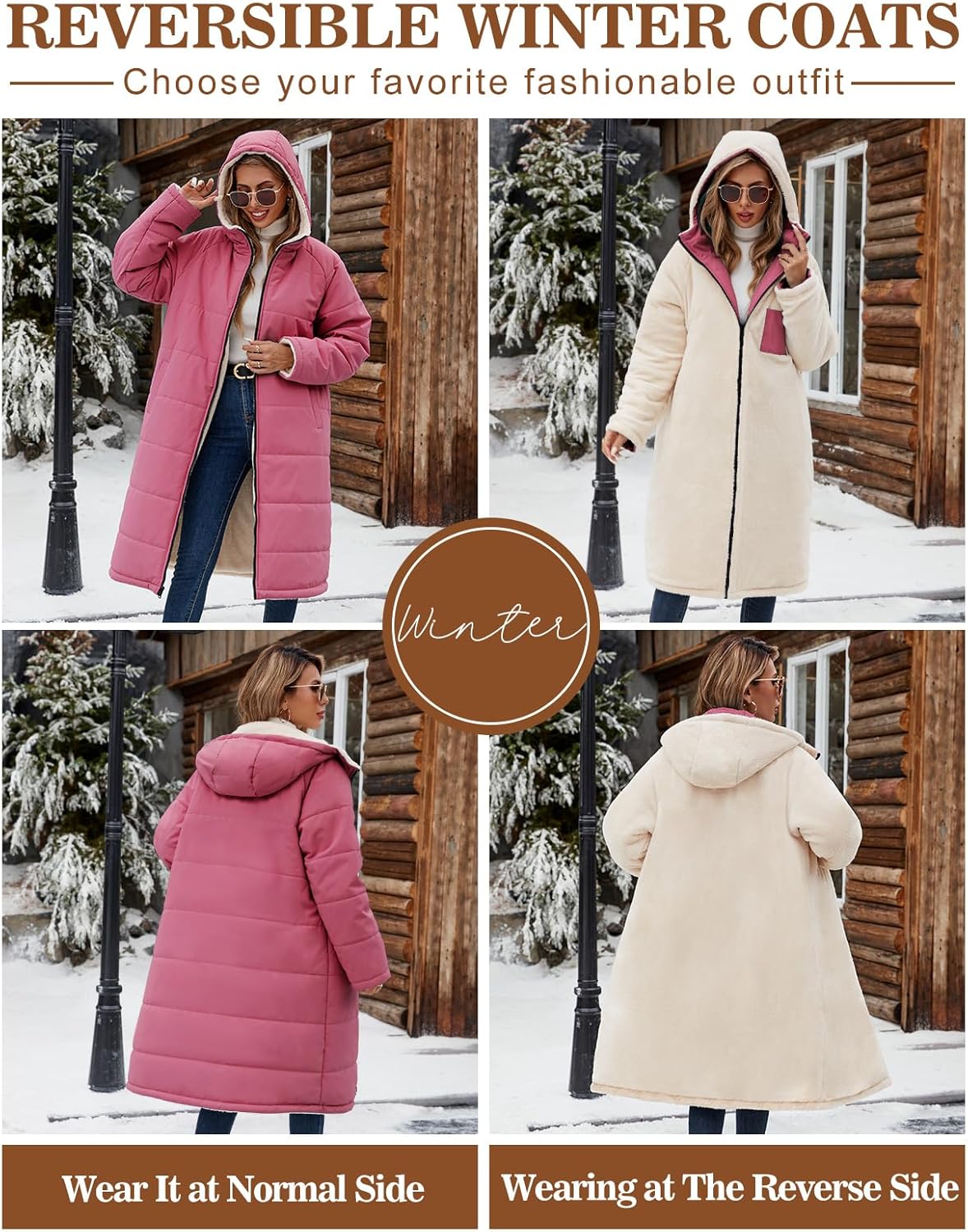 Yusongirl Women's Long Winter Puffer Coat Sherpa Fleece Lined Hooded Down Jacket Oversized Warm Parka