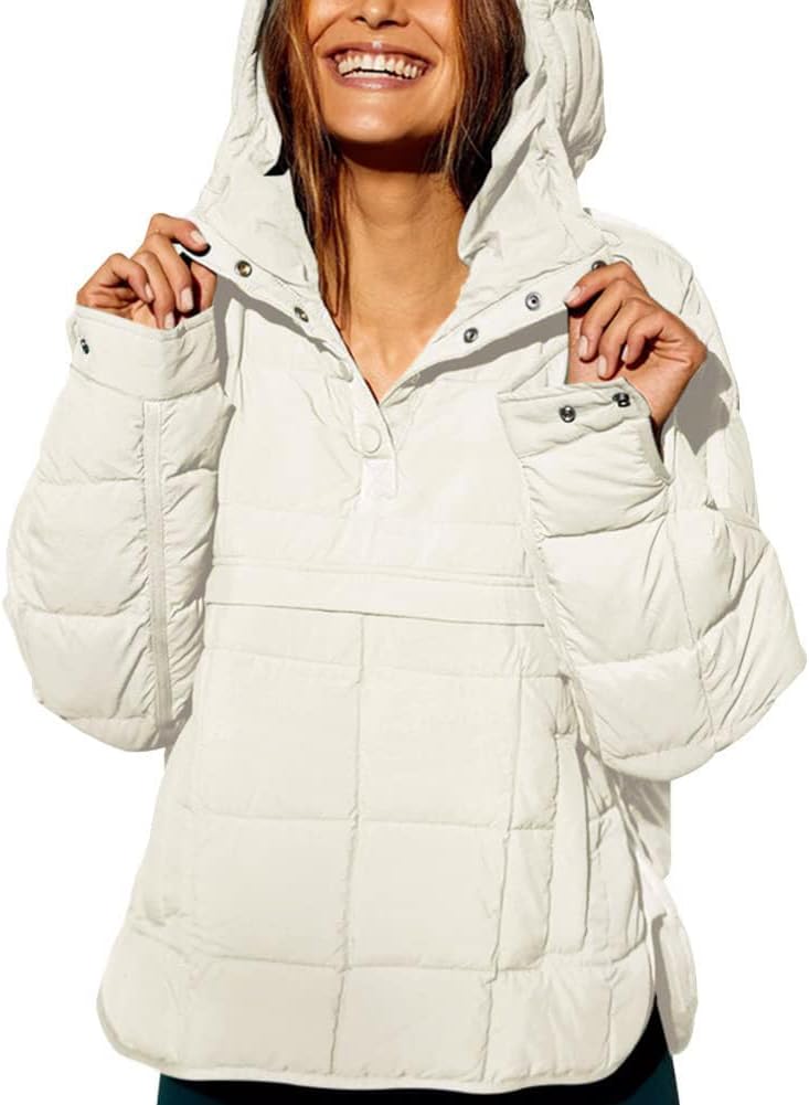 Chouyatou Women's Hooded Quilted Pullover Puffer Jacket Oversized Packable Winter Coat