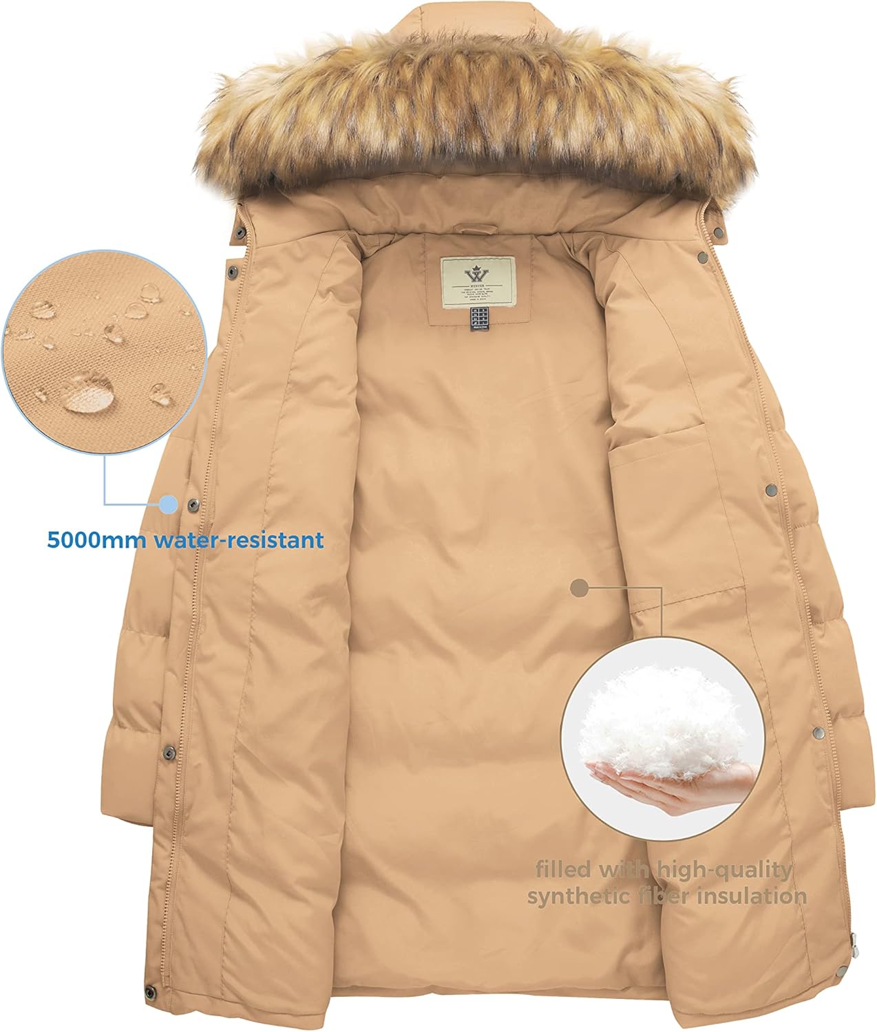 WenVen Women's Thicker Winter Puffer Coat Warm Jacket with Removable Faux Fur Hood