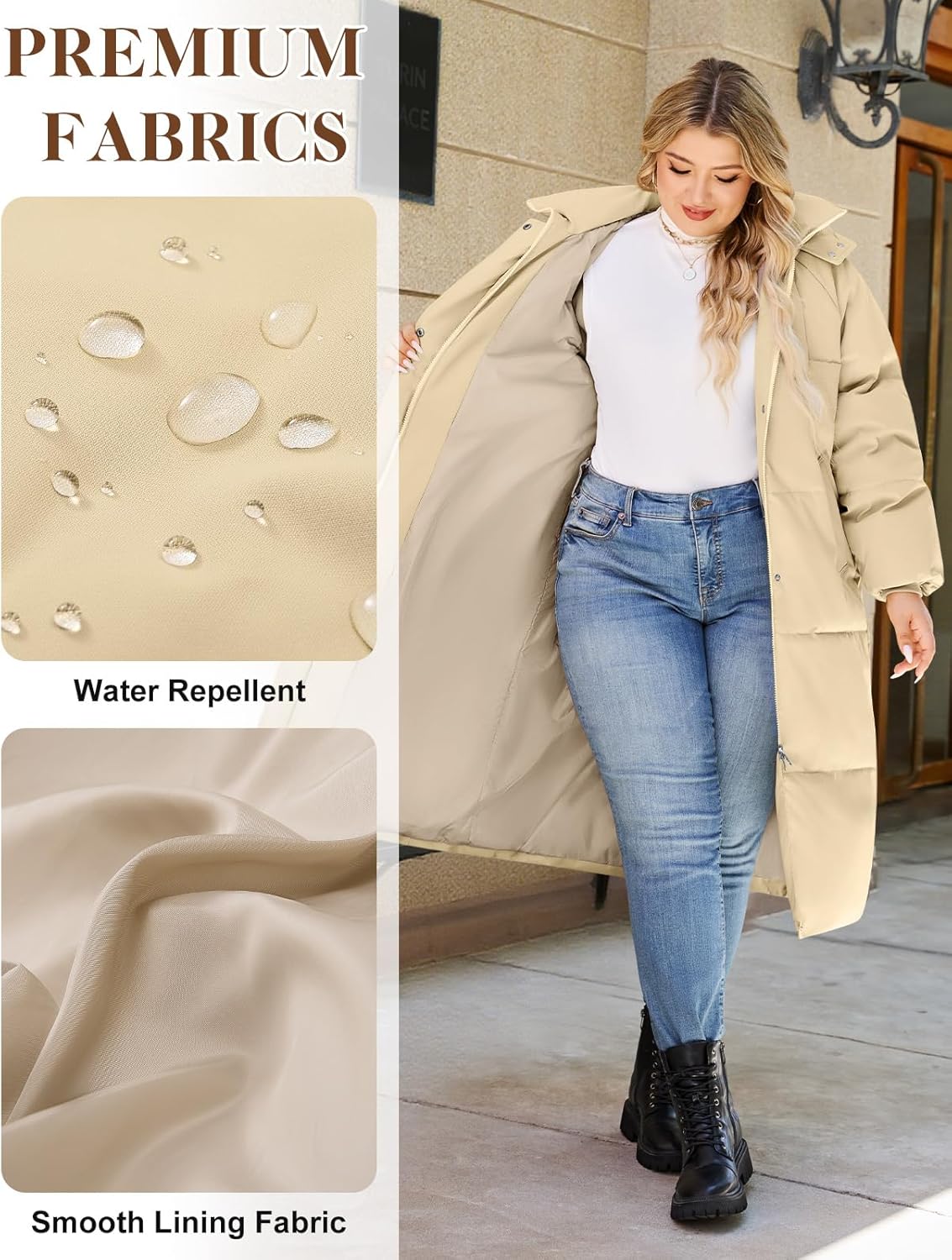 Women's Plus-Size Hooded Long Winter Puffer Coat Quilted Water-Resistant Warm Parka Outerwear 2025