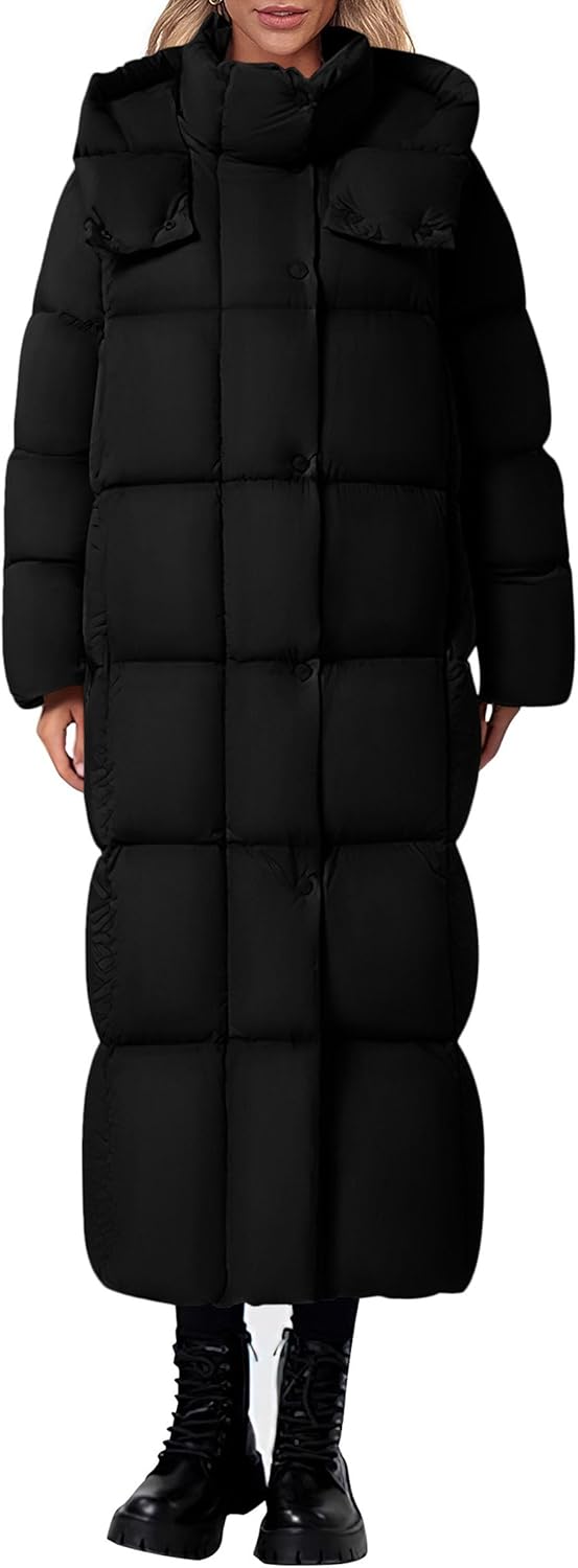 PRETTYGARDEN Women's Hooded Long Winter Puffer Coat Zip-Up Thickened Down Jacket Casual Warm Outerwear