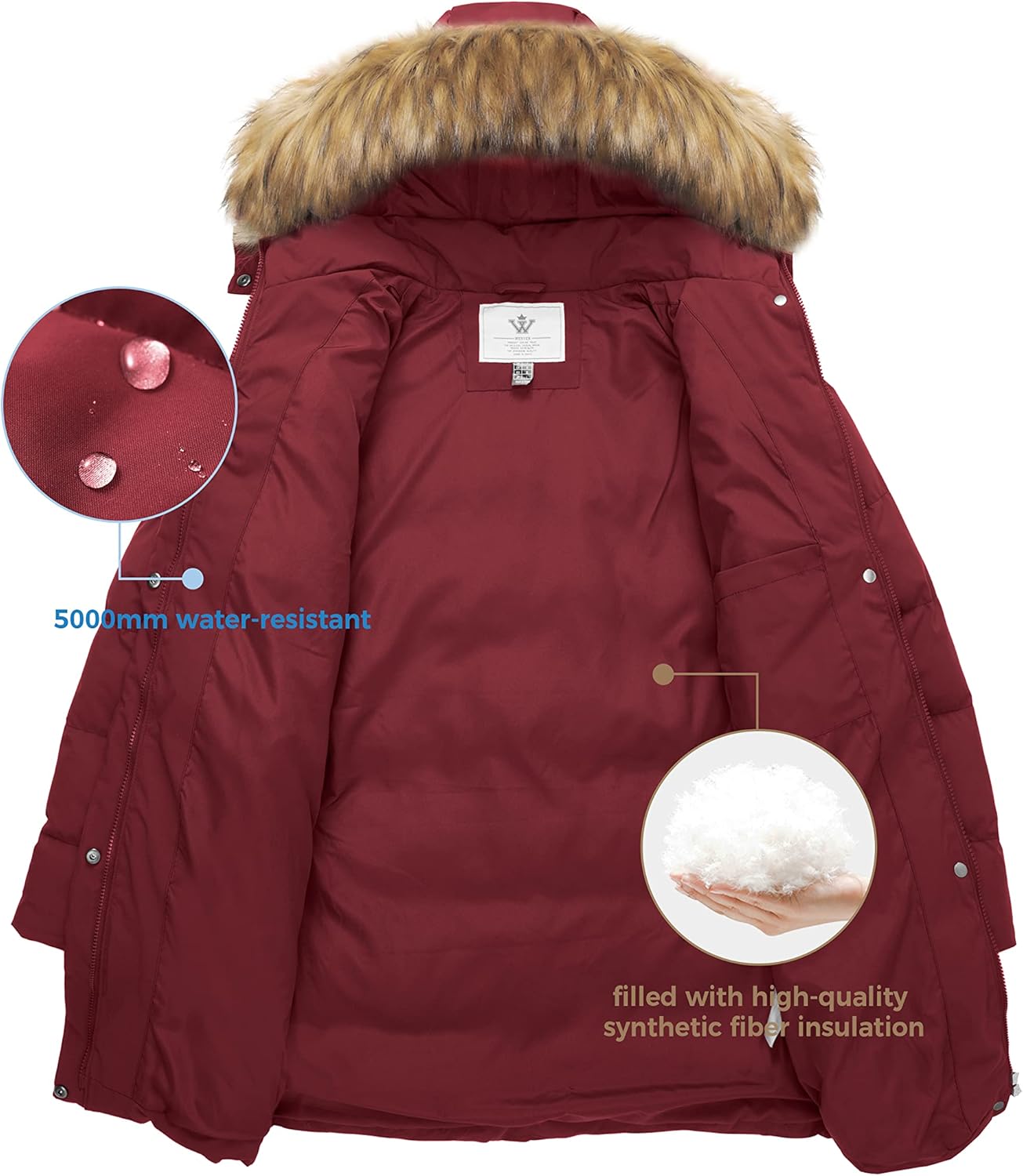 WenVen Women's Thicker Winter Puffer Coat Warm Jacket with Removable Faux Fur Hood