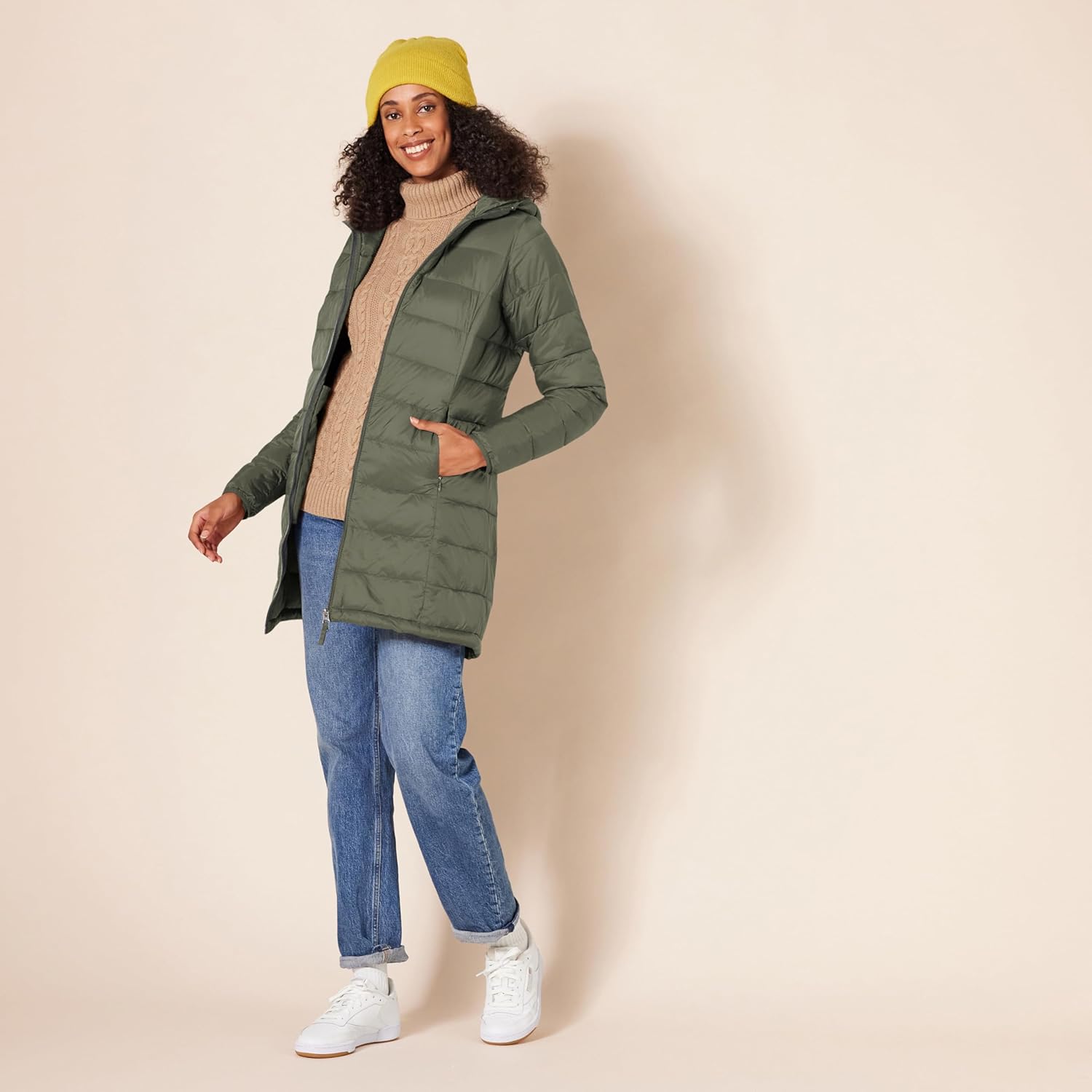 Essentials Women’s Lightweight Packable Hooded Puffer Coat – Water-Resistant, Plus Sizes Available