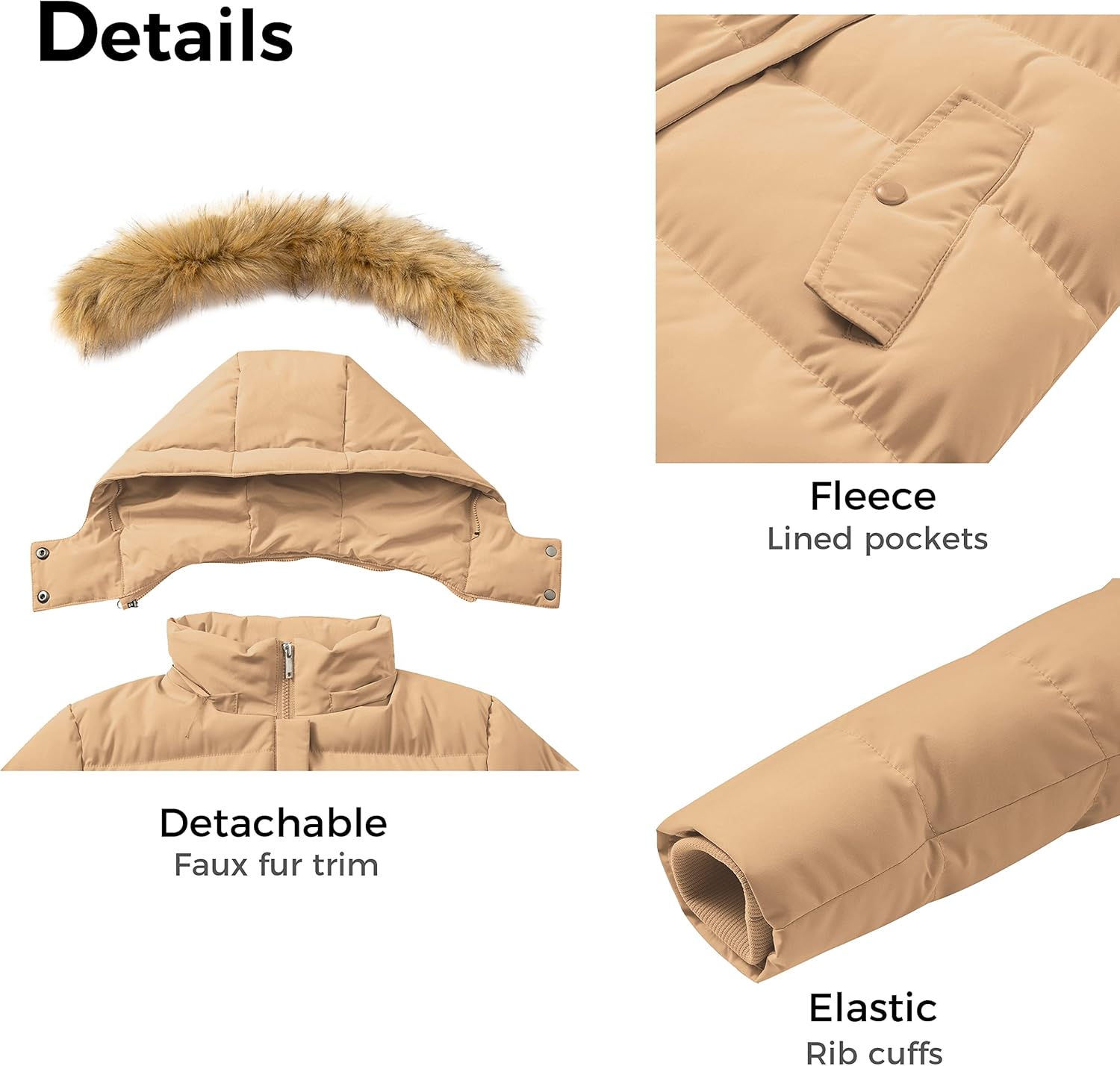 WenVen Women's Thicker Winter Puffer Coat Warm Jacket with Removable Faux Fur Hood