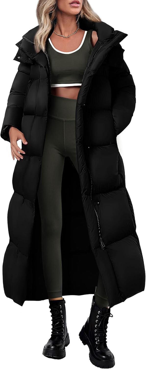 PRETTYGARDEN Women's Hooded Long Winter Puffer Coat Zip-Up Thickened Down Jacket Casual Warm Outerwear