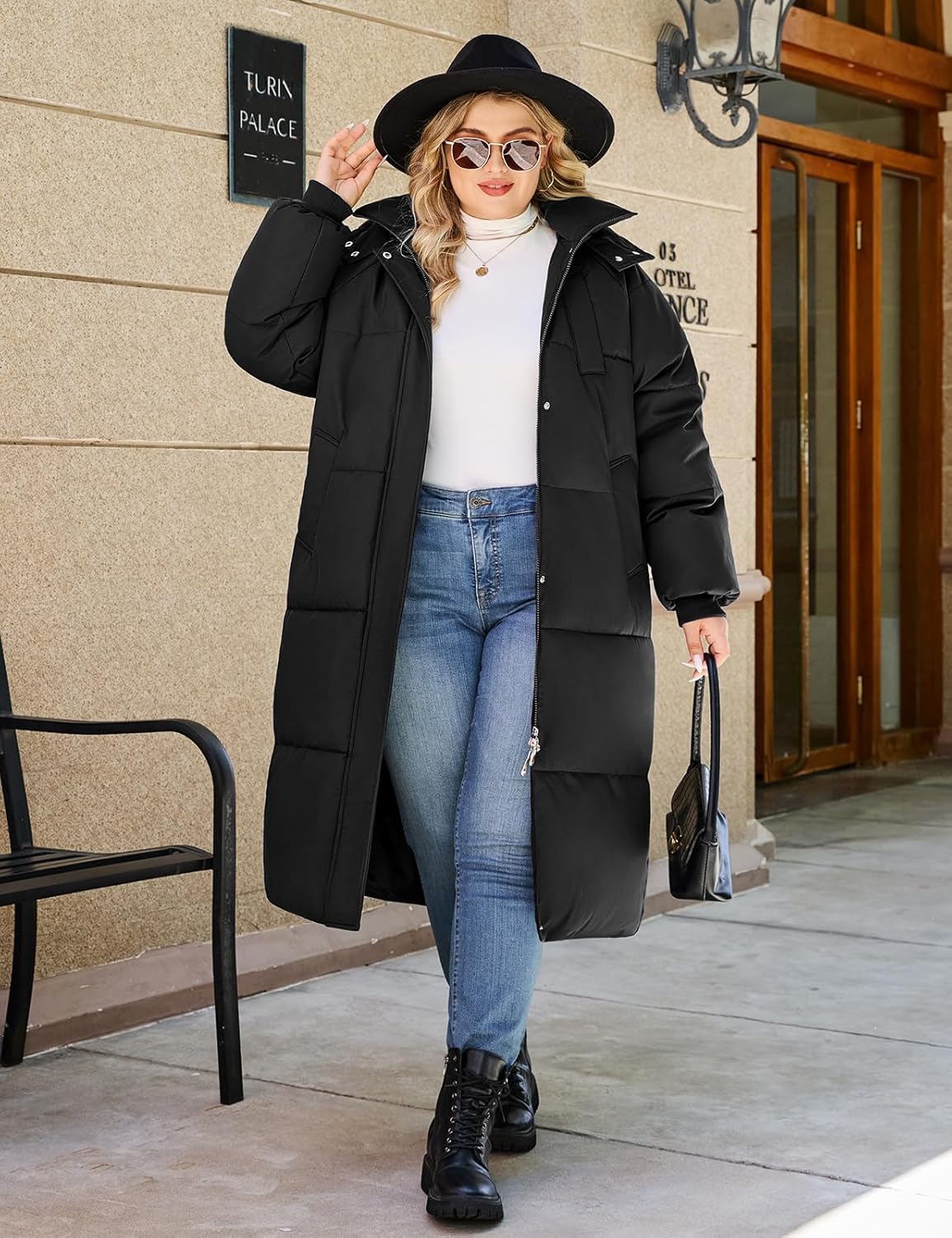 Women's Plus-Size Hooded Long Winter Puffer Coat Quilted Water-Resistant Warm Parka Outerwear 2025