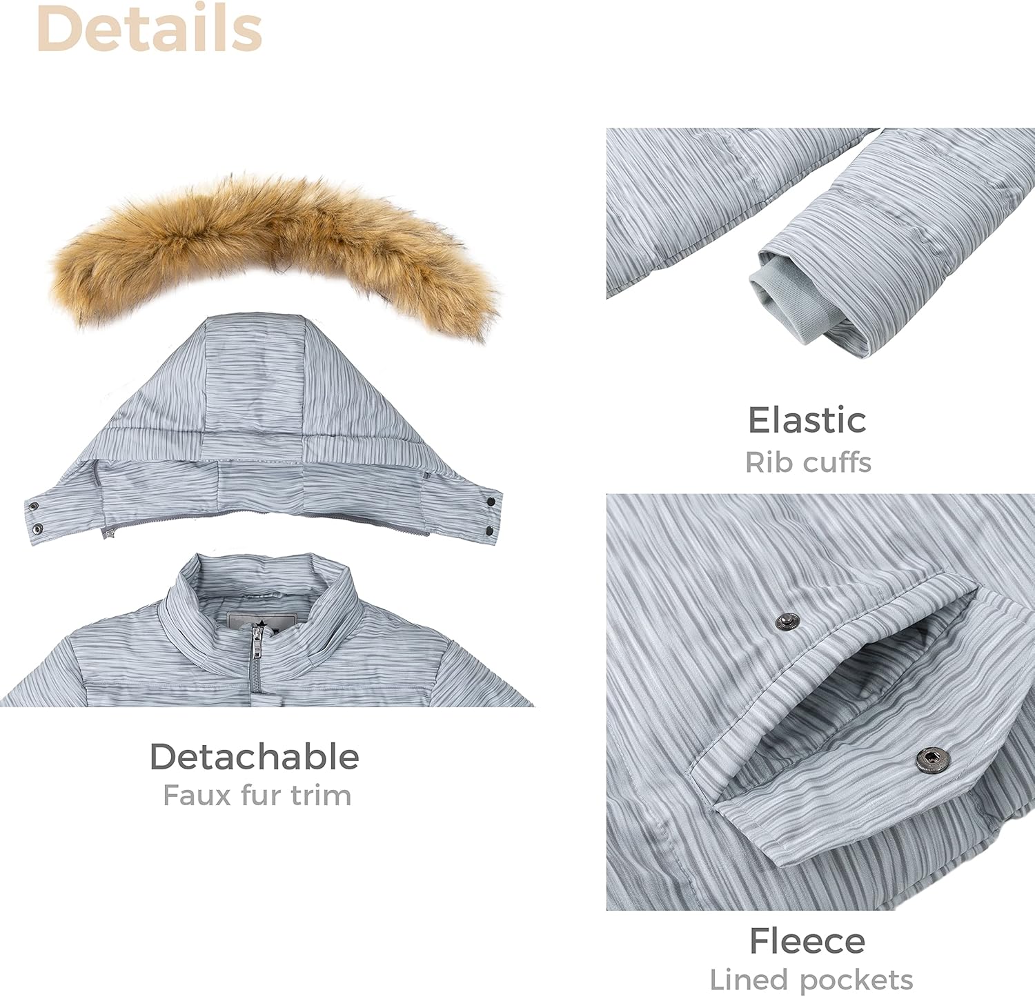 WenVen Women's Thicker Winter Puffer Coat Warm Jacket with Removable Faux Fur Hood