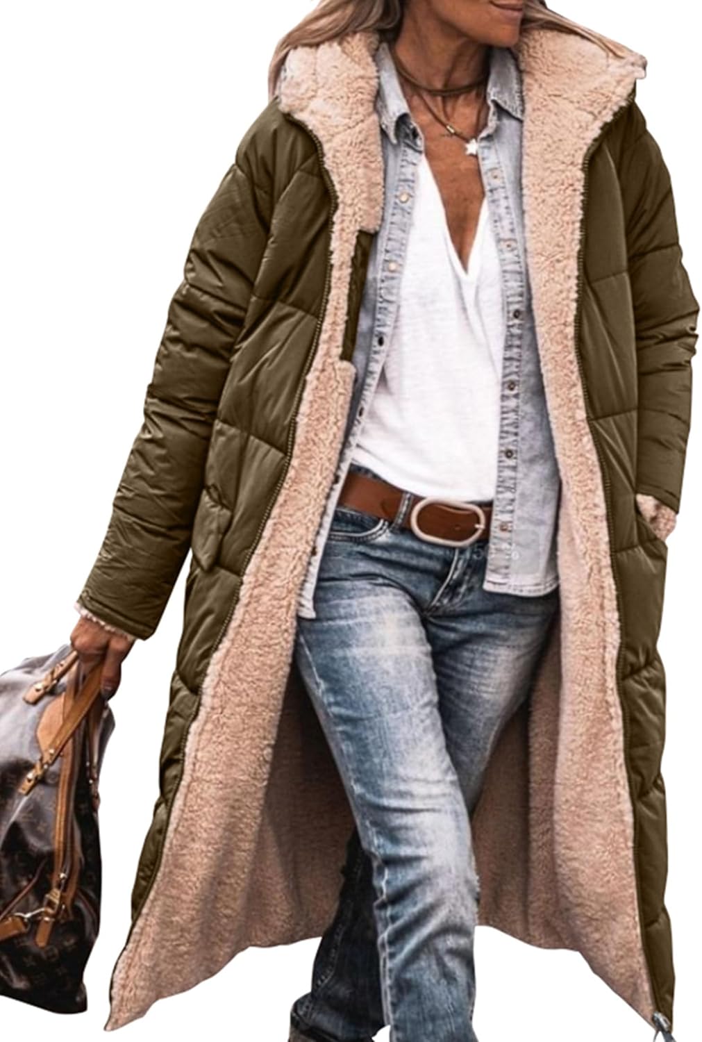 PRETTYGARDEN Women's 2025 Oversized Shearling Fleece Long Winter Coat Jacket