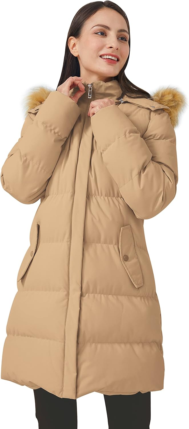 WenVen Women's Thicker Winter Puffer Coat Warm Jacket with Removable Faux Fur Hood