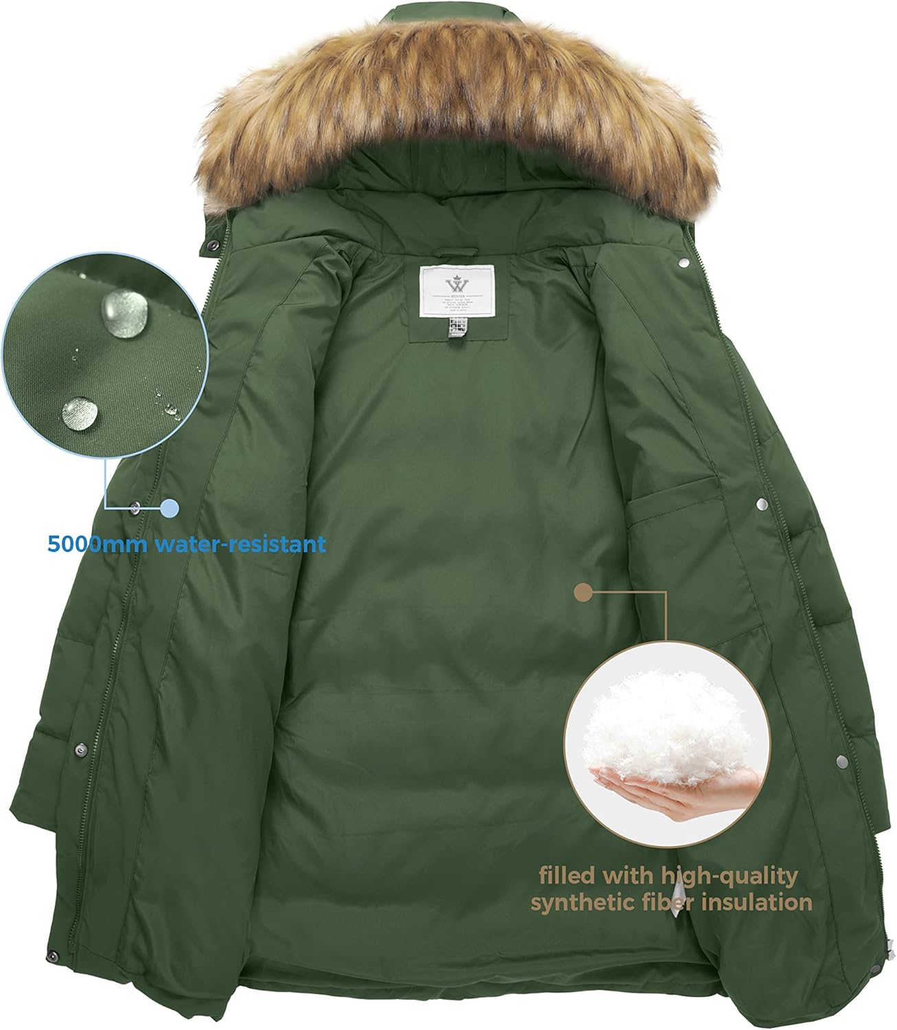 WenVen Women's Thicker Winter Puffer Coat Warm Jacket with Removable Faux Fur Hood