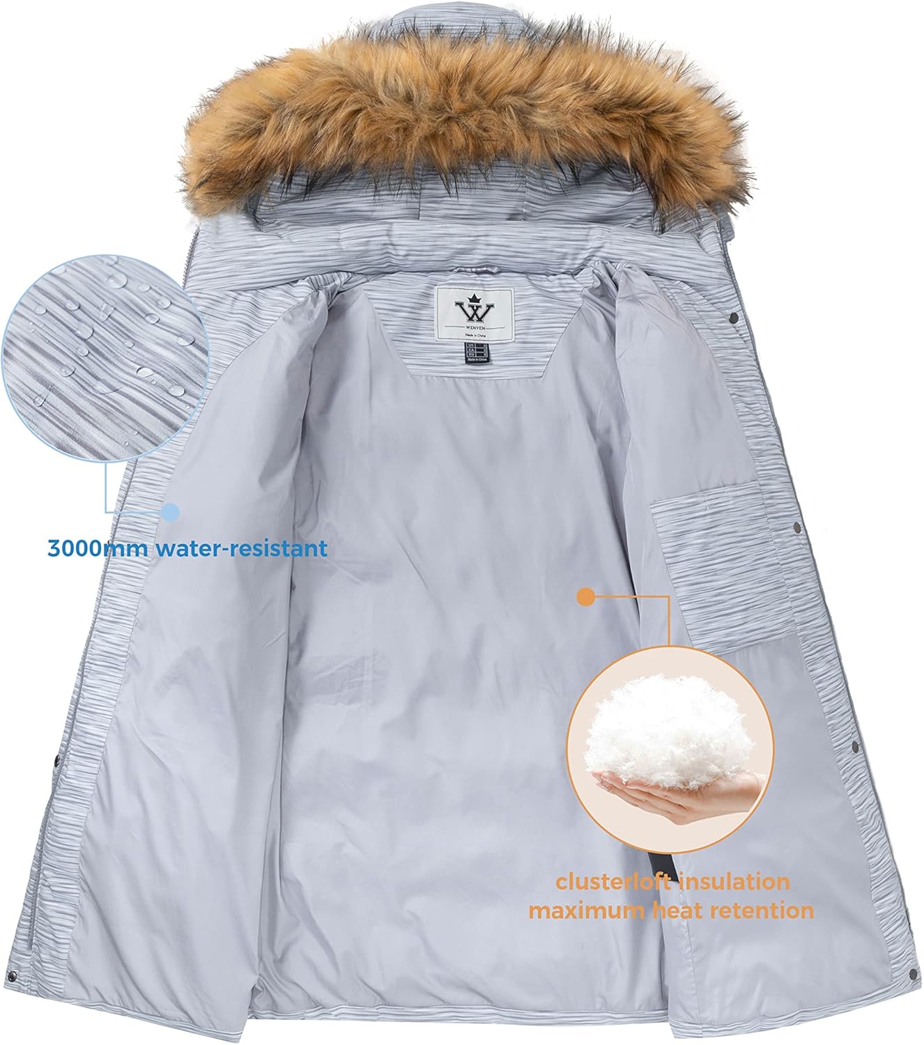 WenVen Women's Thicker Winter Puffer Coat Warm Jacket with Removable Faux Fur Hood