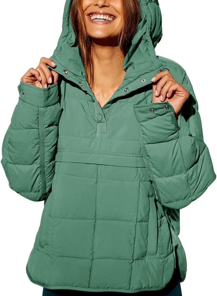 Chouyatou Women's Hooded Quilted Pullover Puffer Jacket Oversized Packable Winter Coat