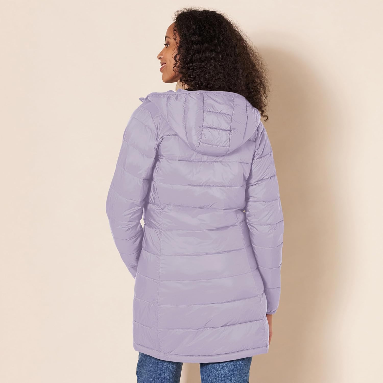 Essentials Women’s Lightweight Packable Hooded Puffer Coat – Water-Resistant, Plus Sizes Available