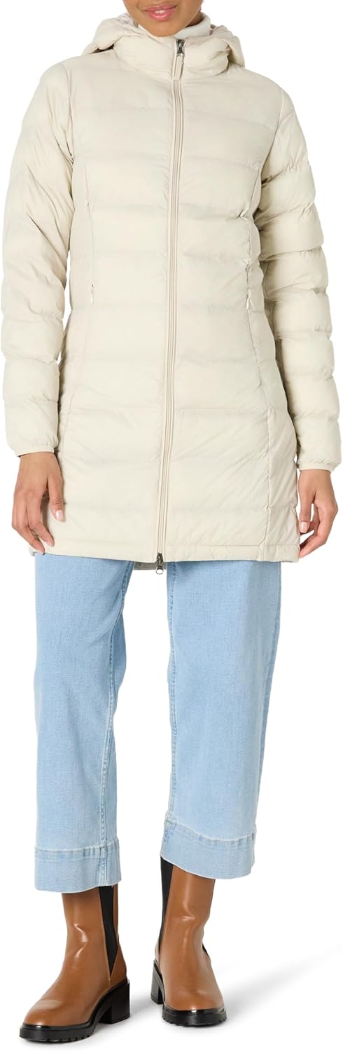 Essentials Women’s Lightweight Packable Hooded Puffer Coat – Water-Resistant, Plus Sizes Available