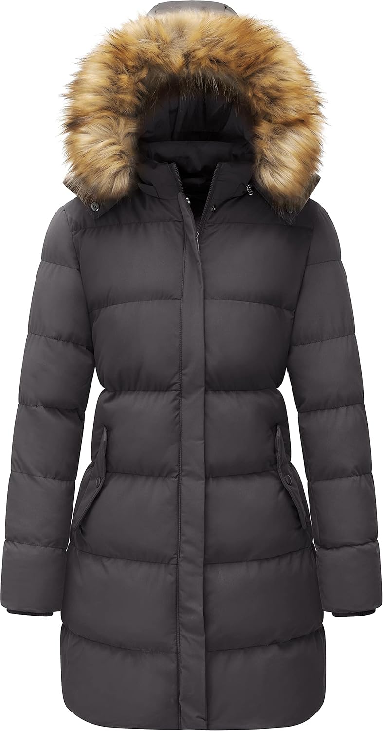 WenVen Women's Thicker Winter Puffer Coat Warm Jacket with Removable Faux Fur Hood