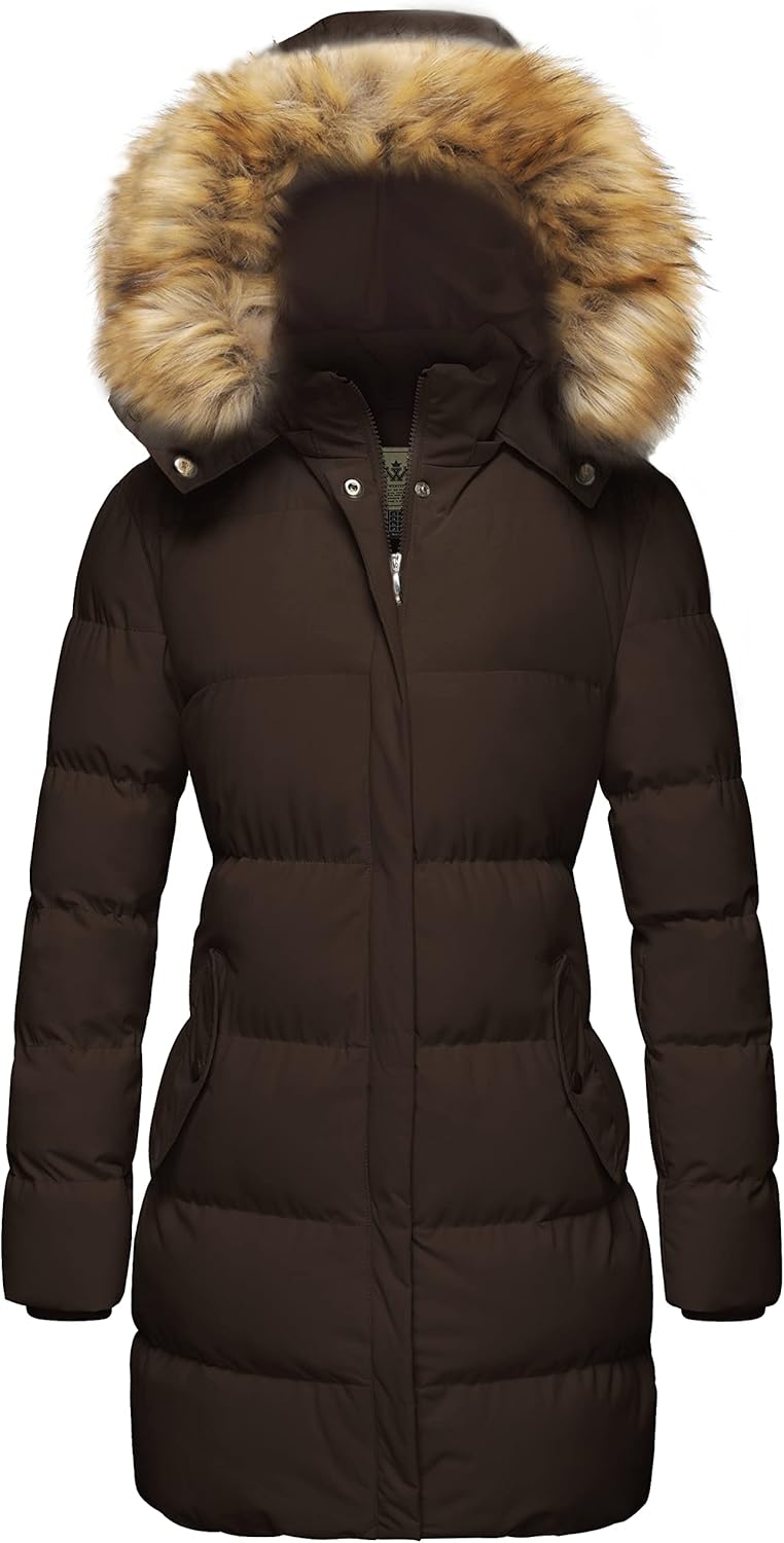 WenVen Women's Thicker Winter Puffer Coat Warm Jacket with Removable Faux Fur Hood