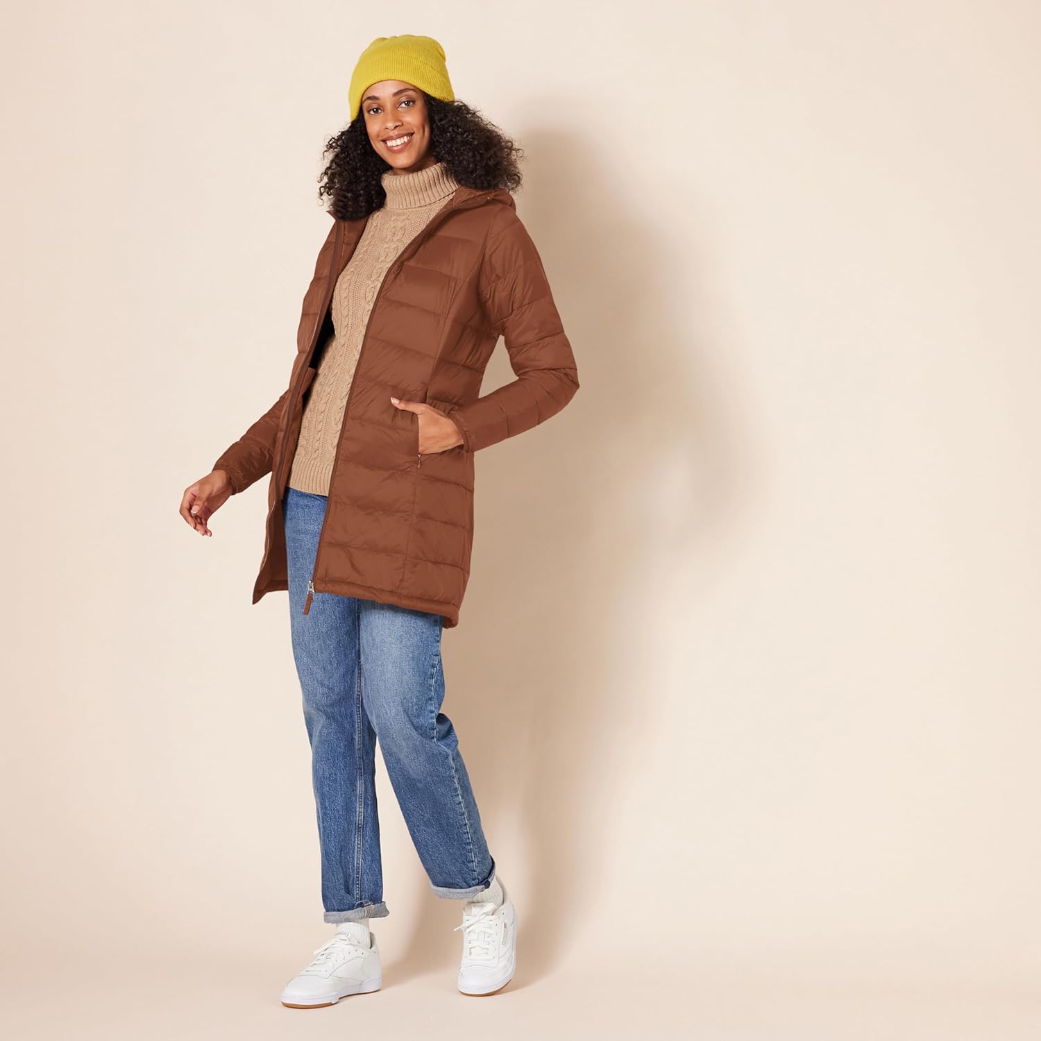 Essentials Women’s Lightweight Packable Hooded Puffer Coat – Water-Resistant, Plus Sizes Available