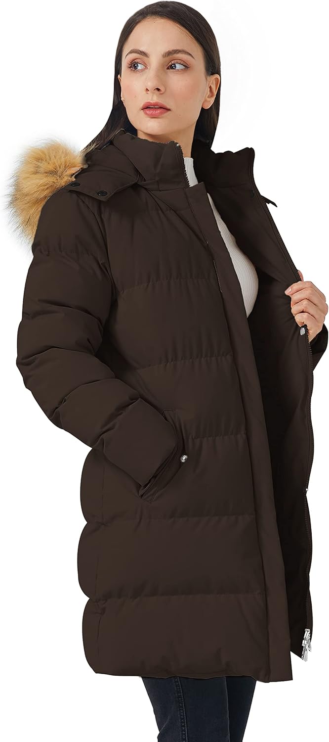 WenVen Women's Thicker Winter Puffer Coat Warm Jacket with Removable Faux Fur Hood