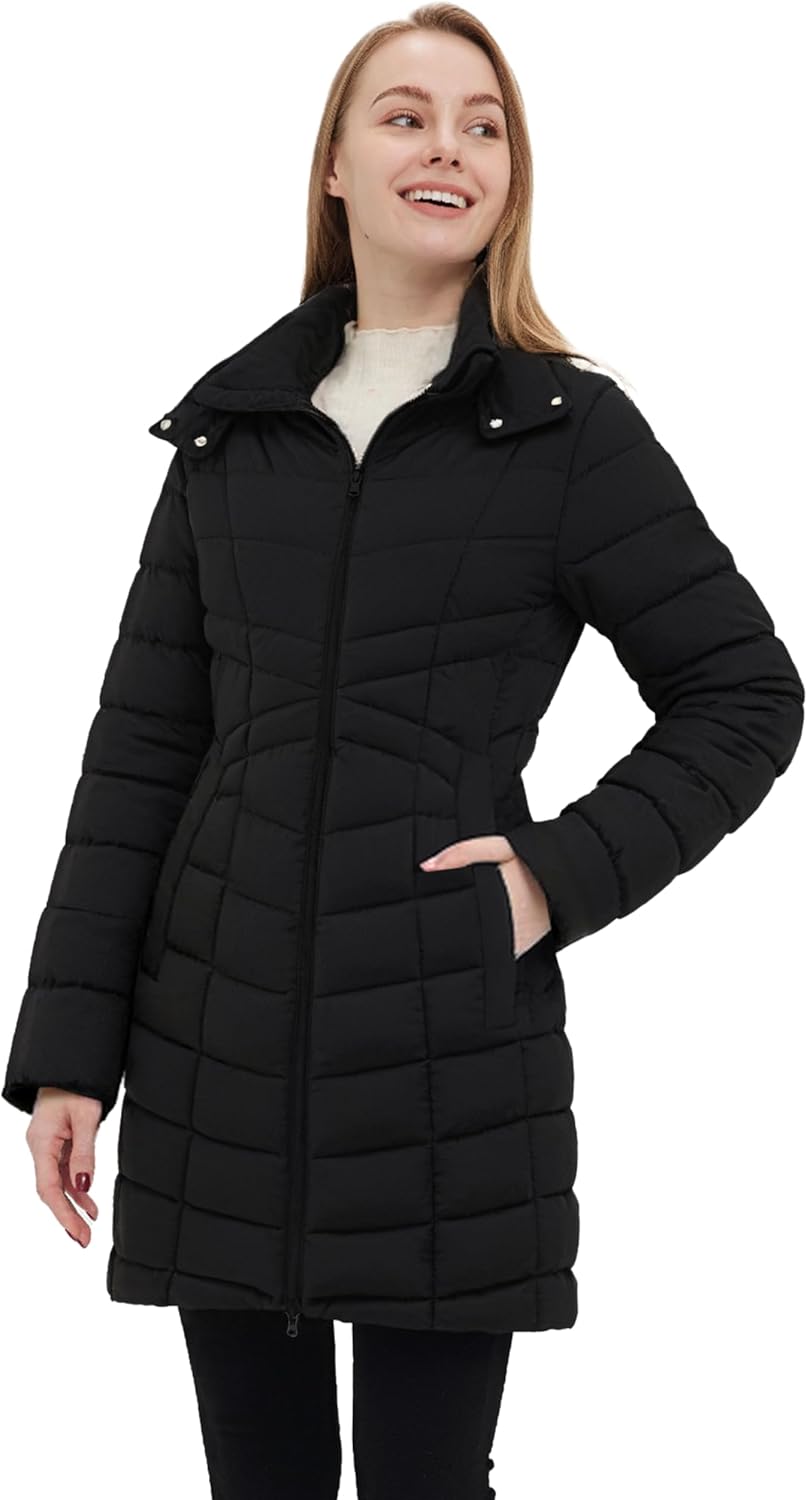 wantdo Women's Long Quilted Puffer Jacket Warm Padded Winter Coat – Plus Sizes Available
