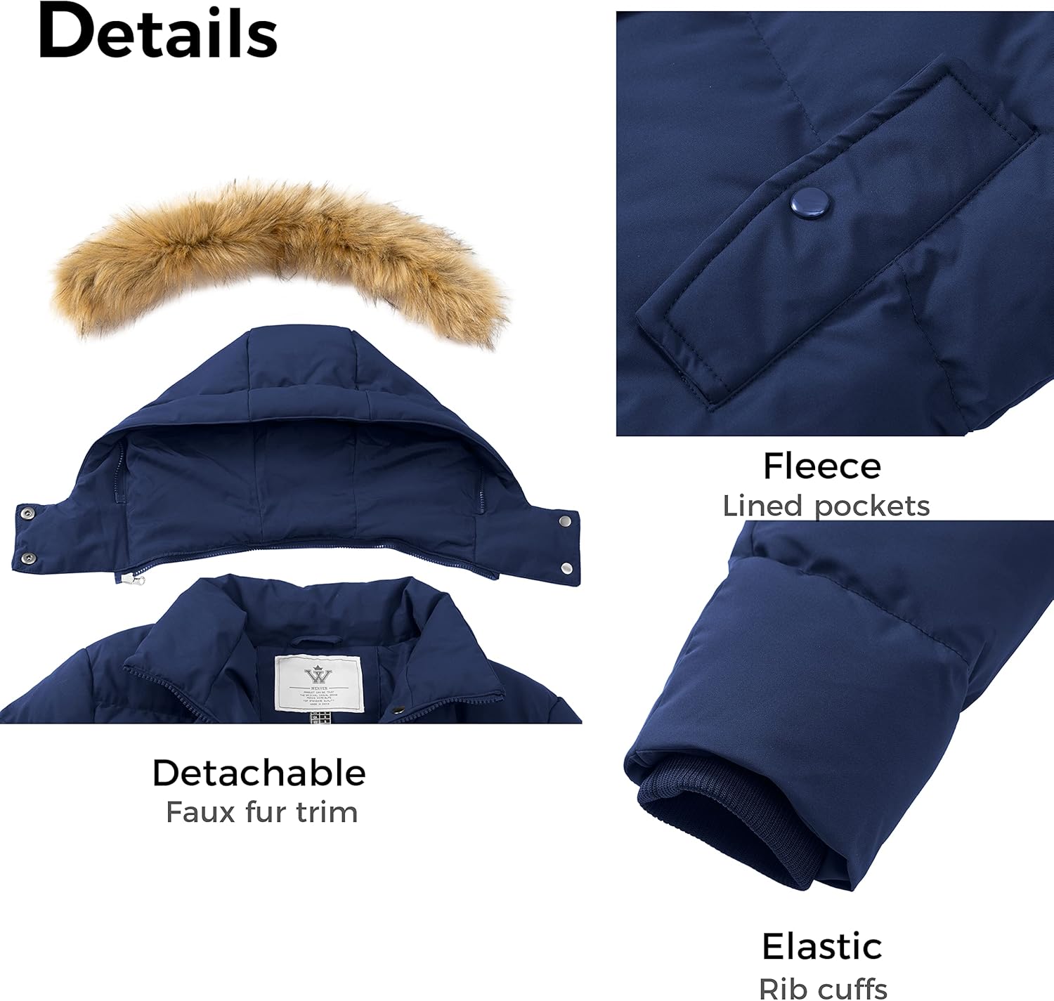 WenVen Women's Thicker Winter Puffer Coat Warm Jacket with Removable Faux Fur Hood